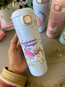Pastel Sipper Unicorn Print Metallic Bottle