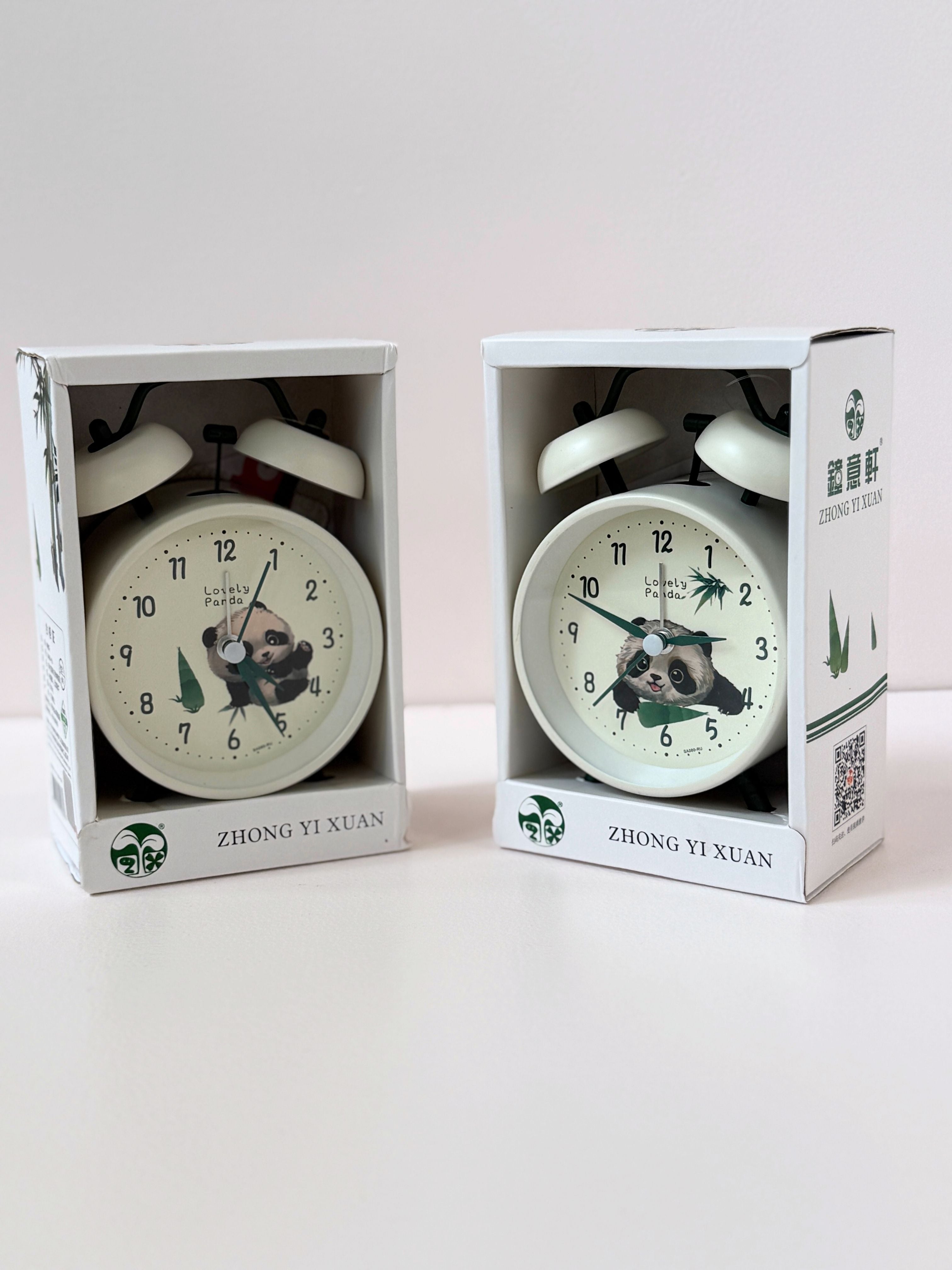 Cute Panda Twin Bell Alarm Clock – Retro Metal Desk Clock
