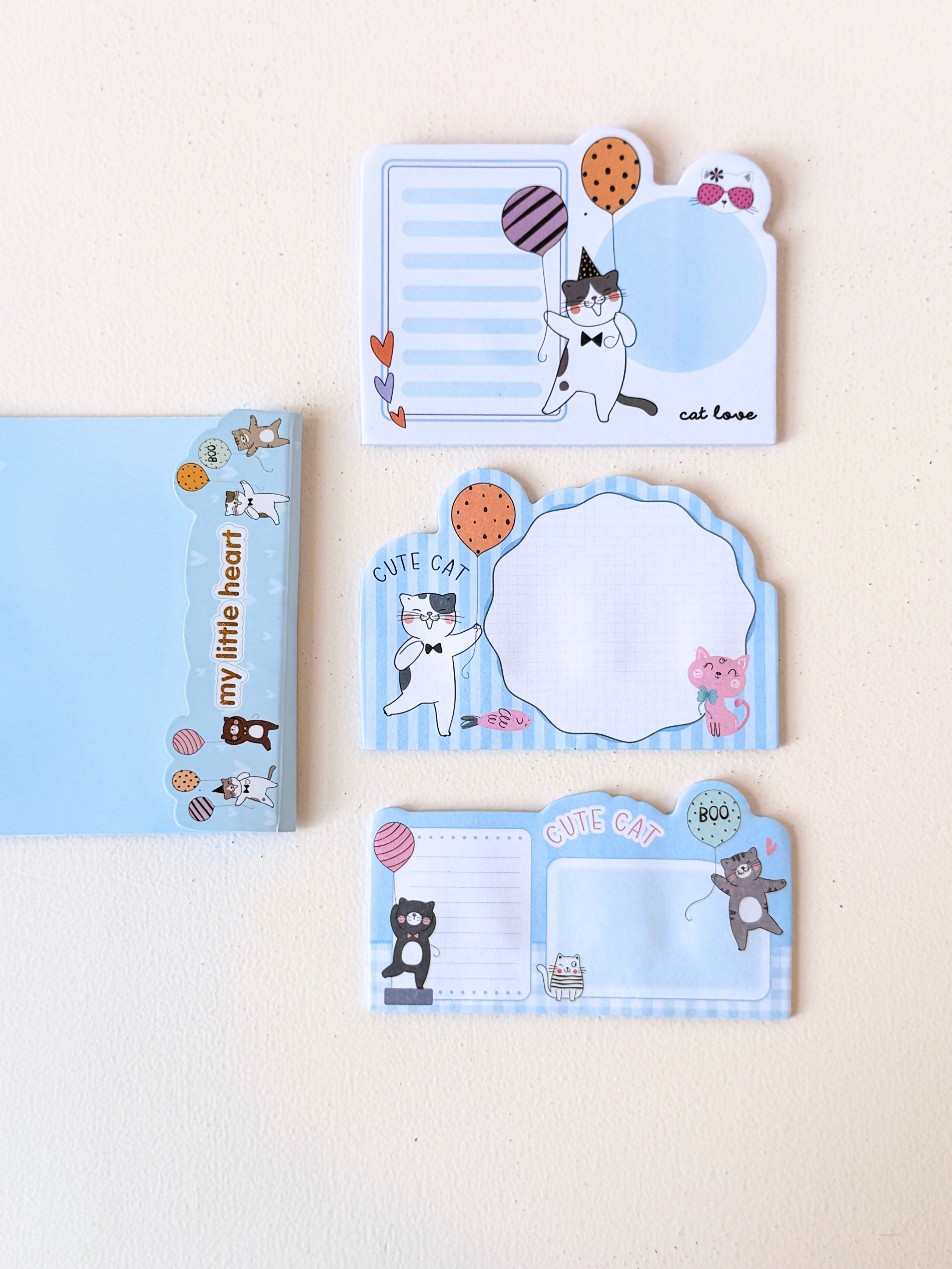 Cute Cat Sticky Notes – “My Little Heart” Cartoon Memo Pads for Journaling, School, and Office