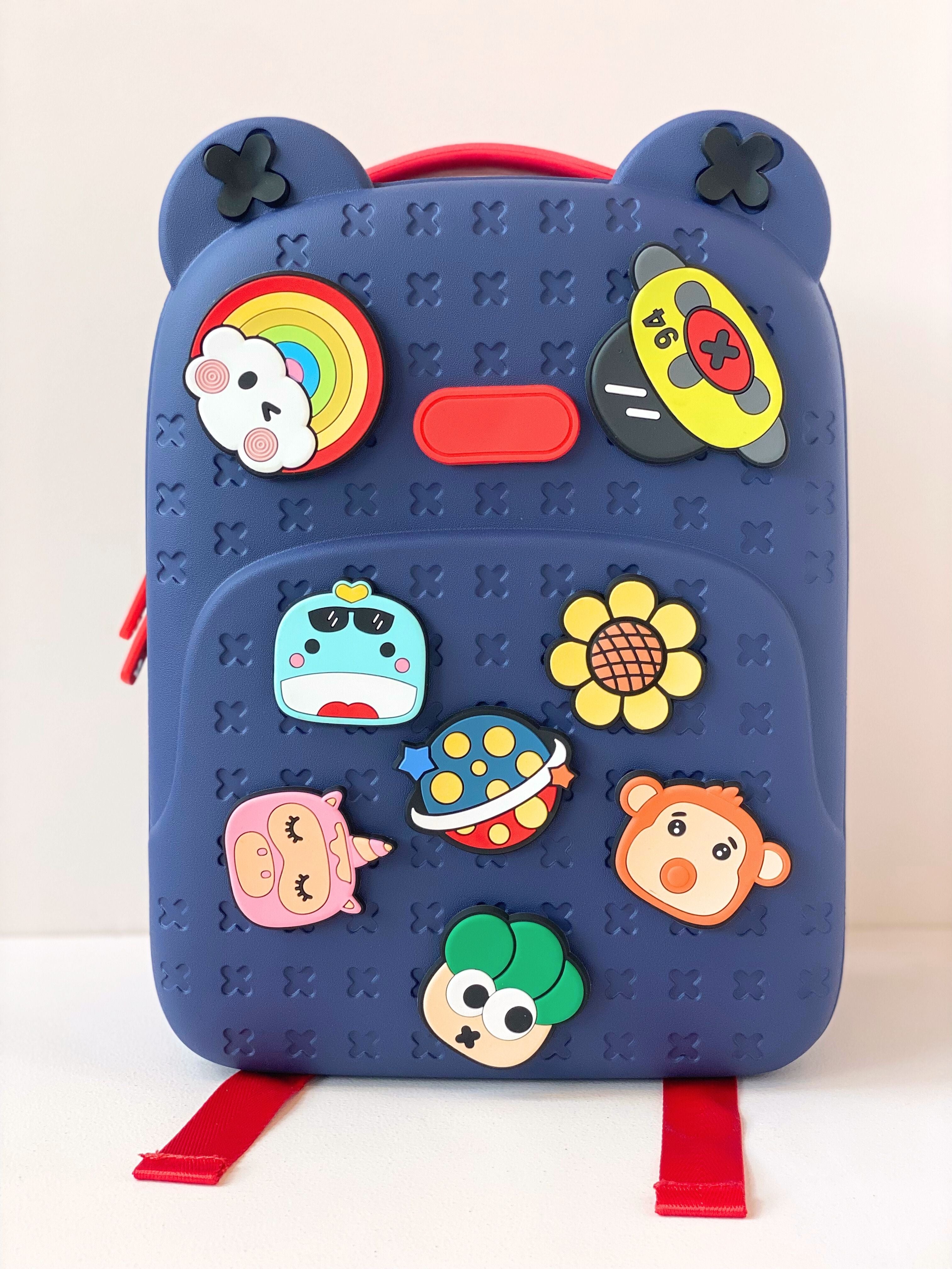 Kawaii Ku™ 3D Character Kids Backpack – Cute Cartoon Bag with Removable Pop Badges