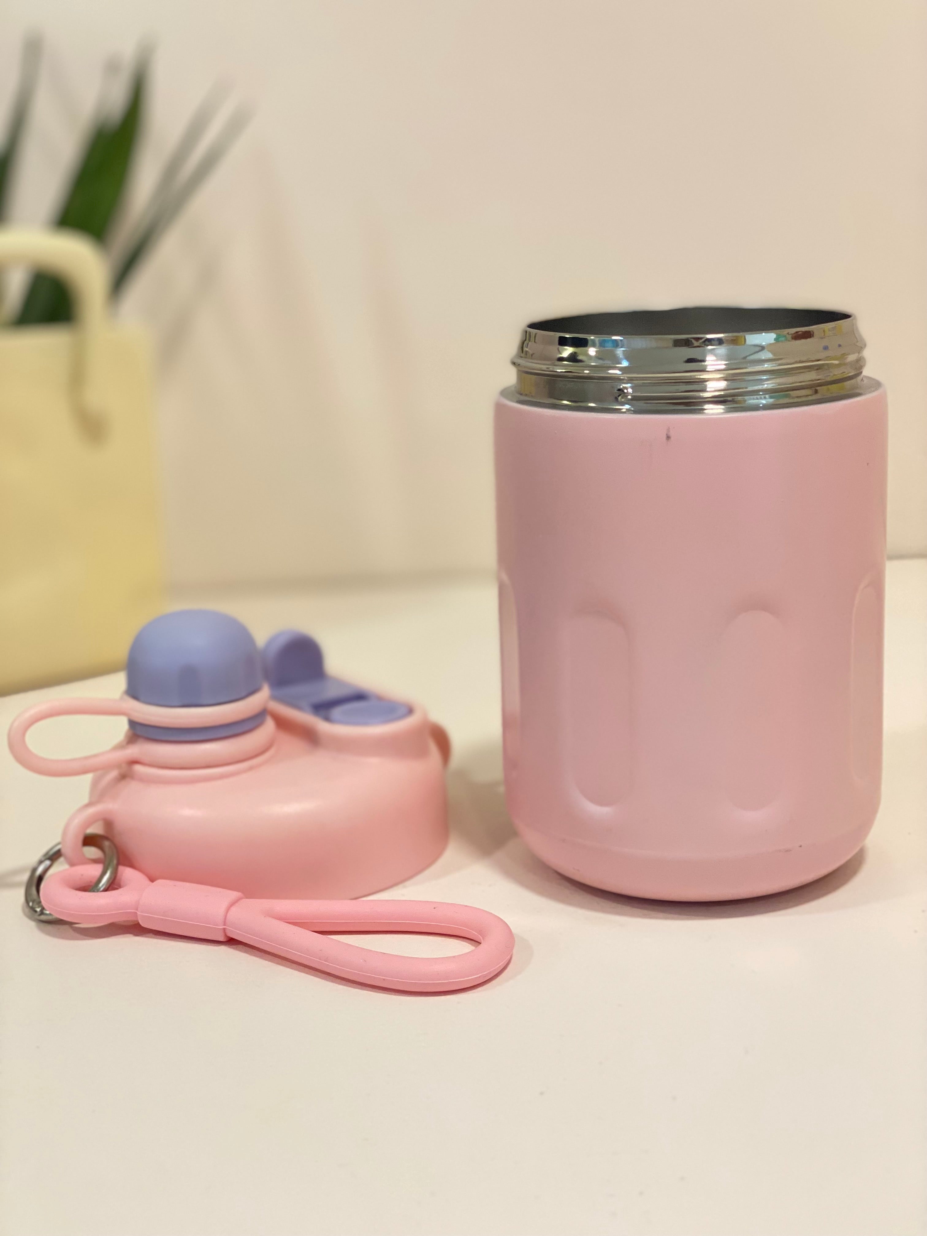 Vibrant "Coffee Stainless Steel Tumbler with straw – 400ml Insulated Travel Mug with Handle Loop