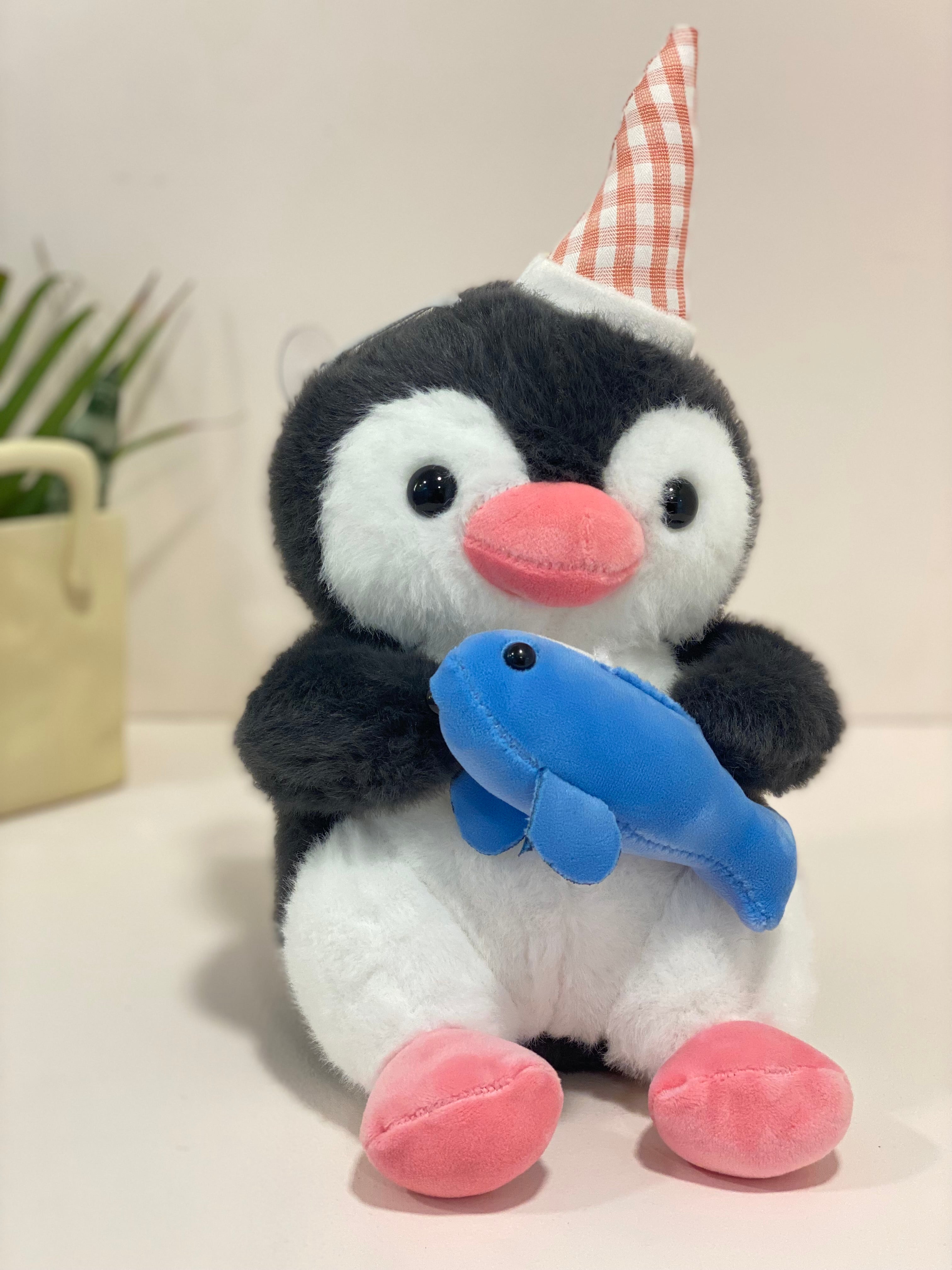 Cute Penguin Plush Toy with Cap & With Fish Soft toy -Stuffed Animal for Kids & Adults