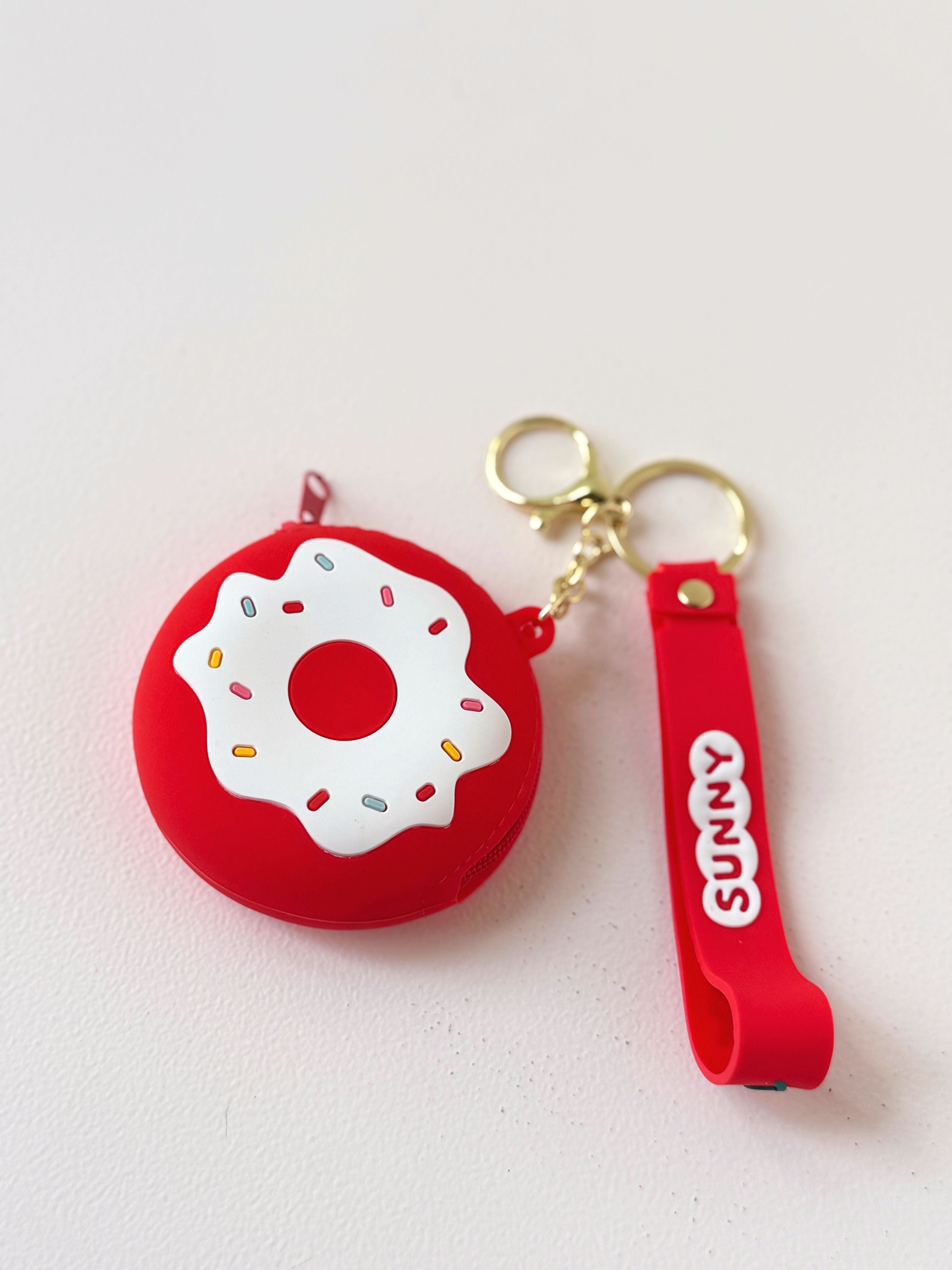 Donut-Shaped Silicone Coin Purse with Keychain – Cute Candy Colour Change Holder