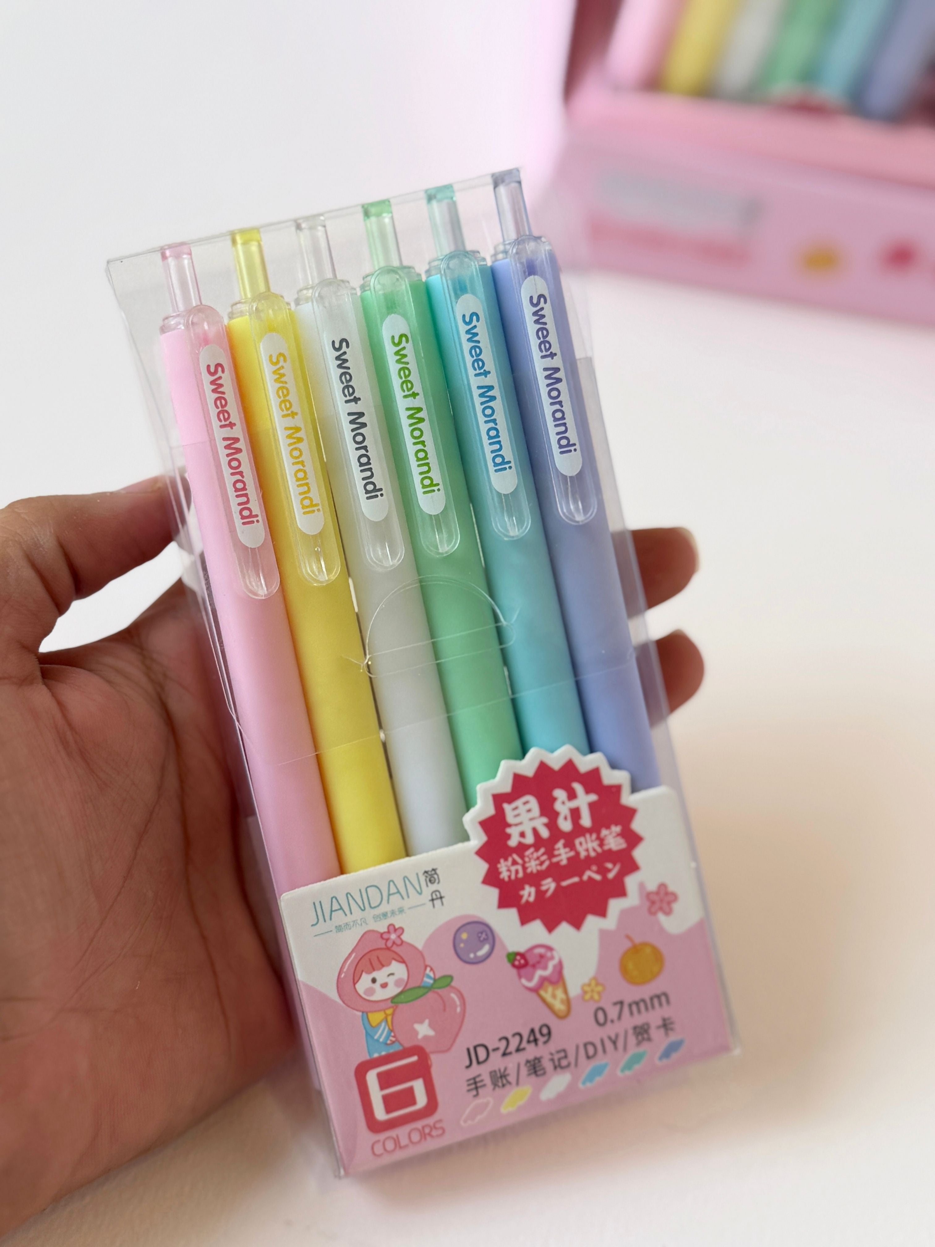 Sweet Morandi Pastel Gel Pens – Set of 6 Colors | 0.7mm Fine Tip