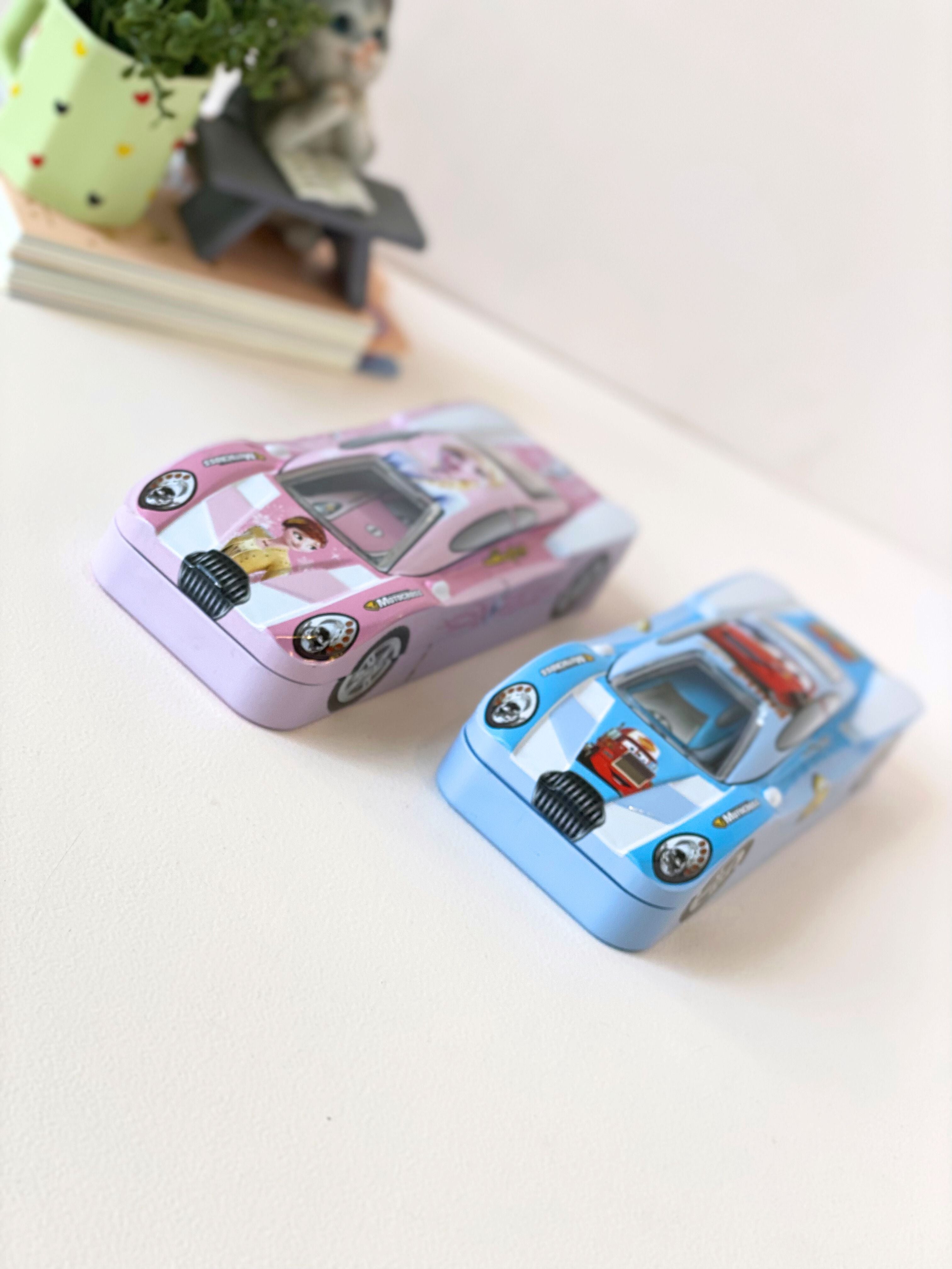 Frozen & Cars Themed Car-Shaped Pencil Boxes for Kids – Metal Storage Stationery Case