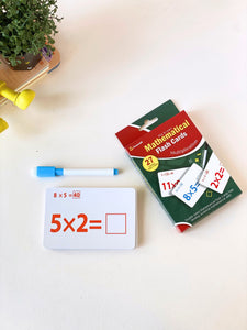 Educational Math Flash Cards Set - Multiplication & Division | Double-Sided Dry Erase Learning Cards for Kids