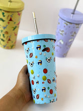 Load image into Gallery viewer, Stainless Steel Kids Tumbler with Straw – Fun Print Designs
