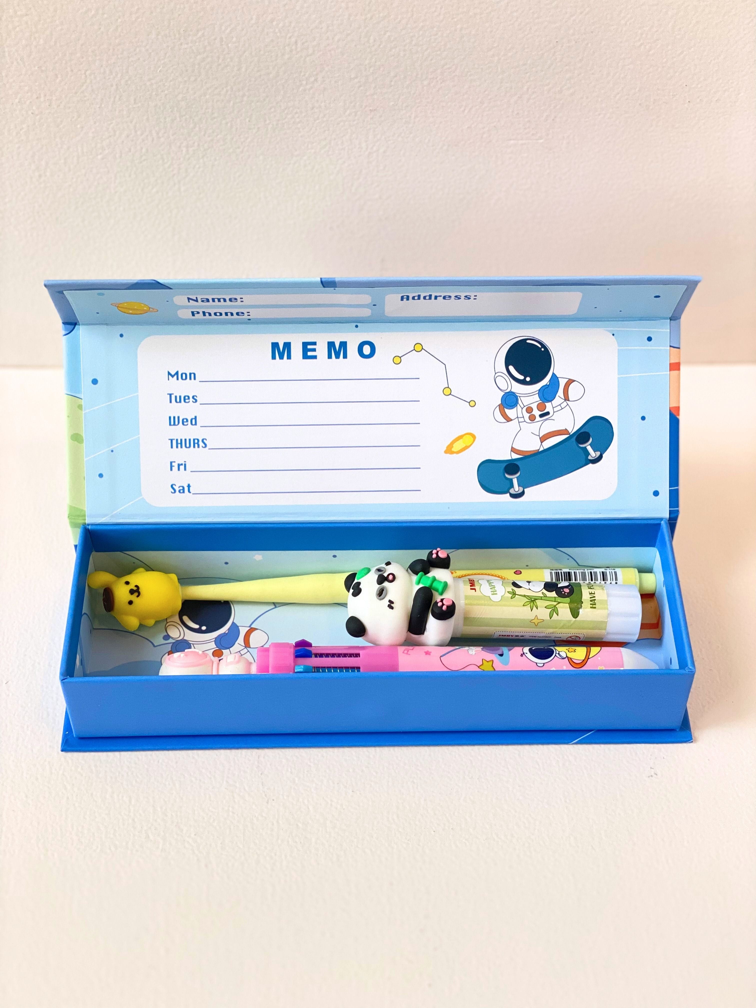 Cute Cartoon Pencil Box – Space & Kawaii Characters