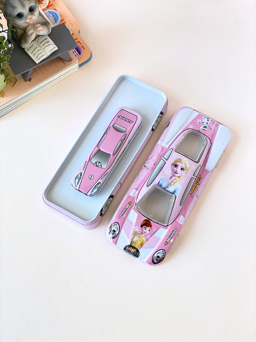 Frozen & Cars Themed Car-Shaped Pencil Boxes for Kids – Metal Storage ...