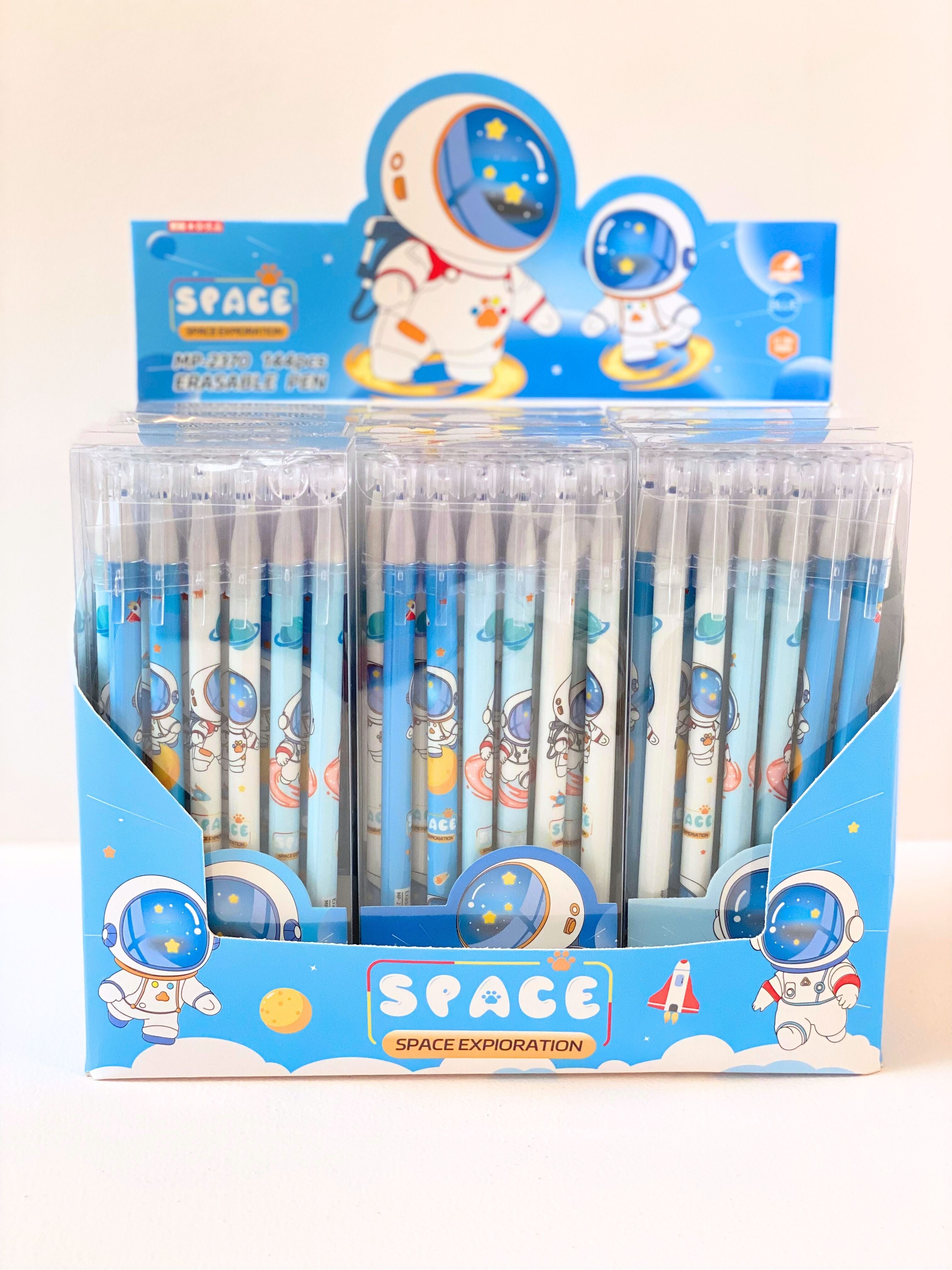 Space Exploration Erasable Gel Pen Set of 12– Cute Astronaut Design | Smooth Writing, Heat-Erase Ink