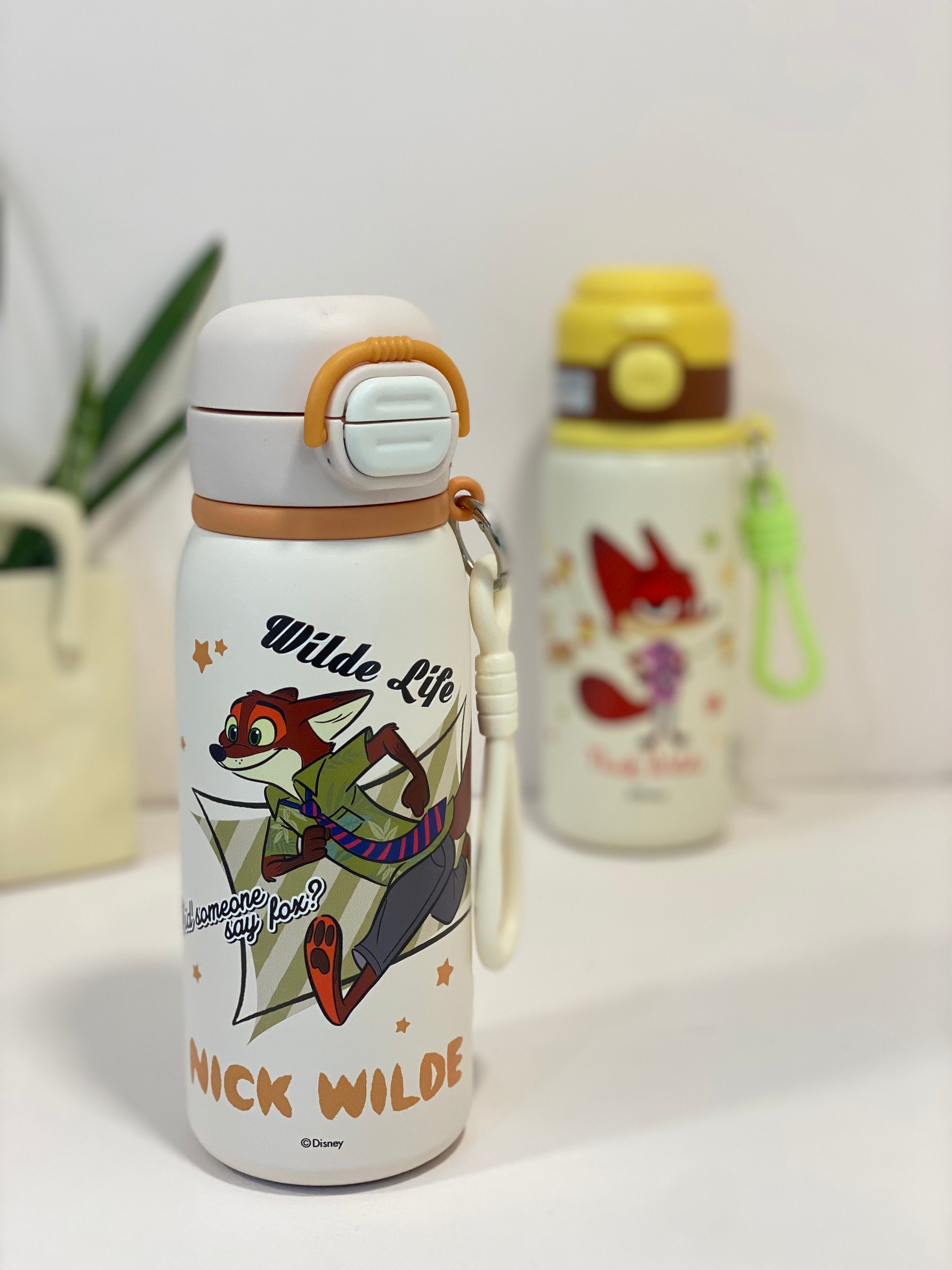 Disney Character Stainless Steel Kids Water Bottle with Flip-Top Straw Lid | Leak-Proof, Insulated