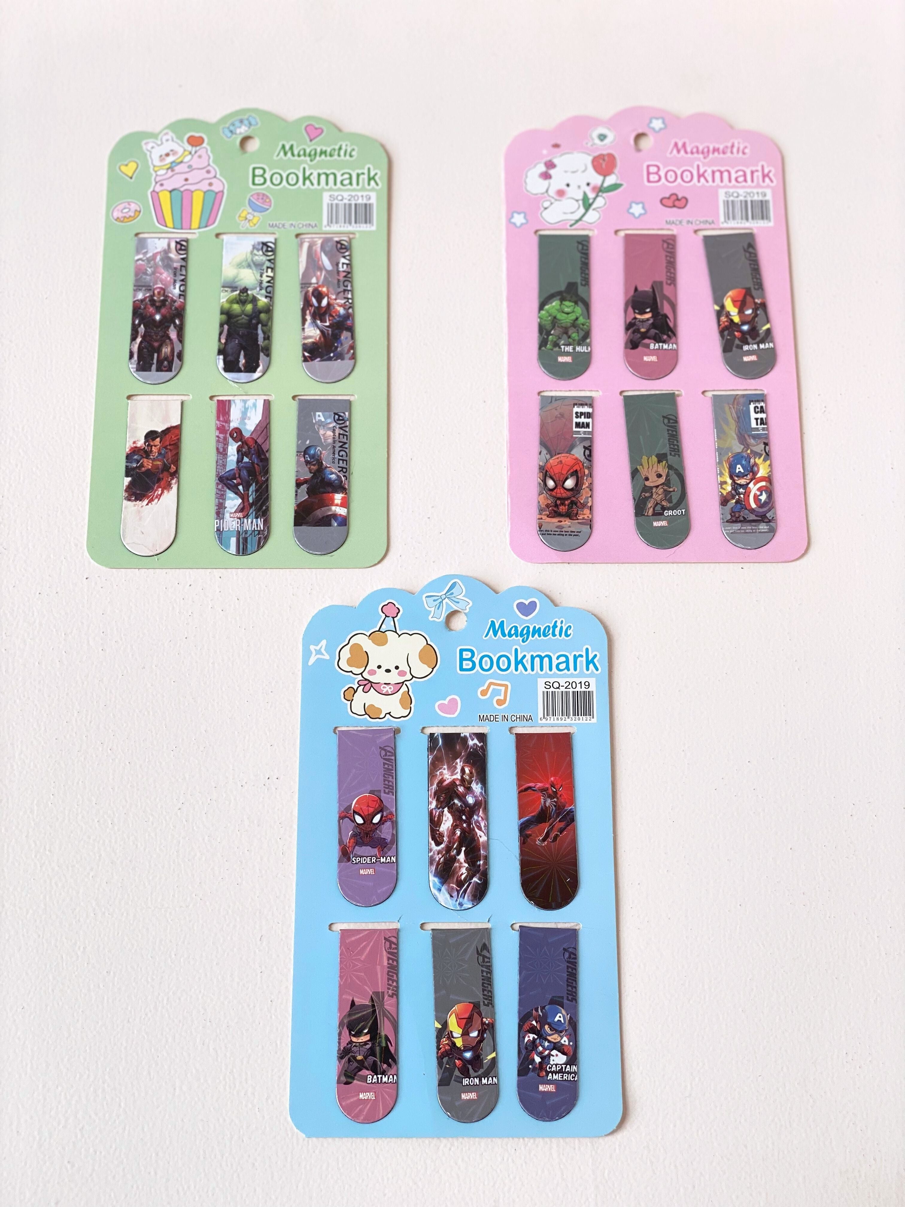Superhero Magnetic Bookmarks – Set of 6 | Avengers, Spiderman, Batman & More