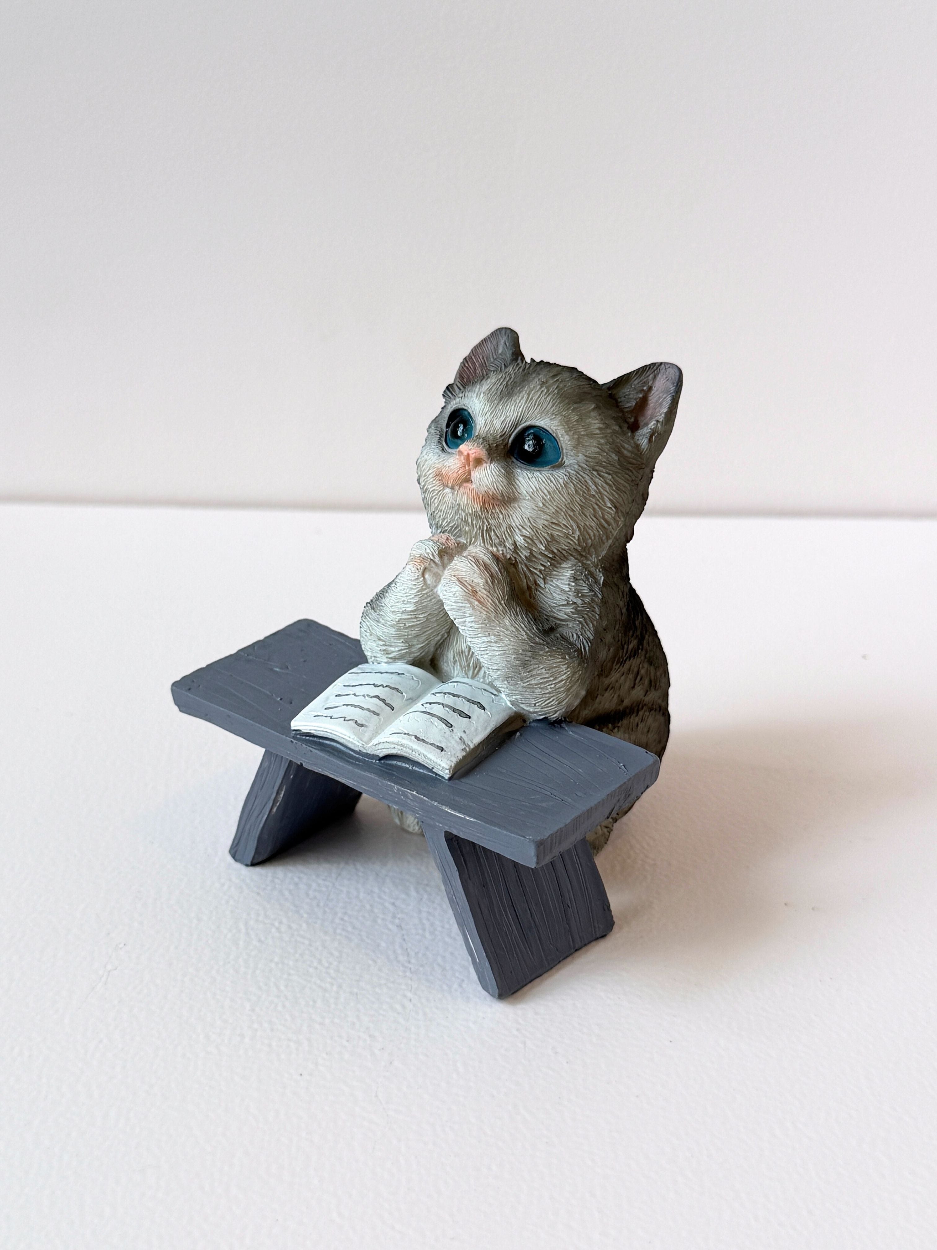 “Purr-fectly Studious Cat Desk Decor” – Cute Kitty Showpiece