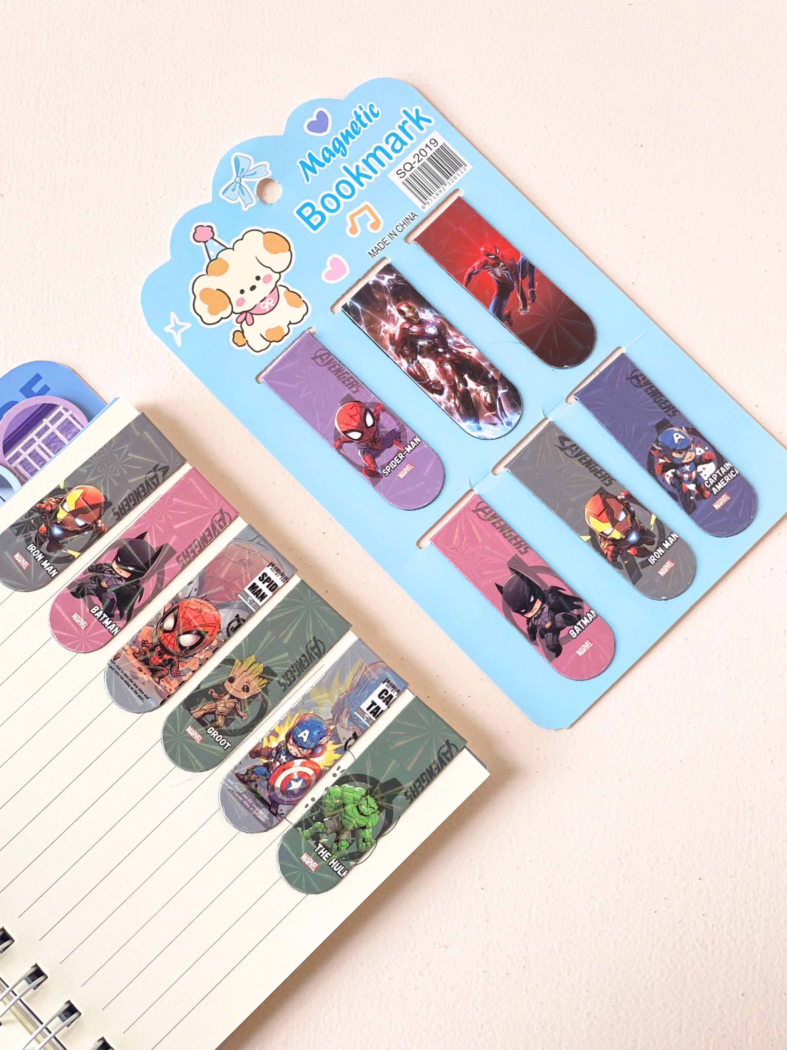 Superhero Magnetic Bookmarks – Set of 6 | Avengers, Spiderman, Batman & More