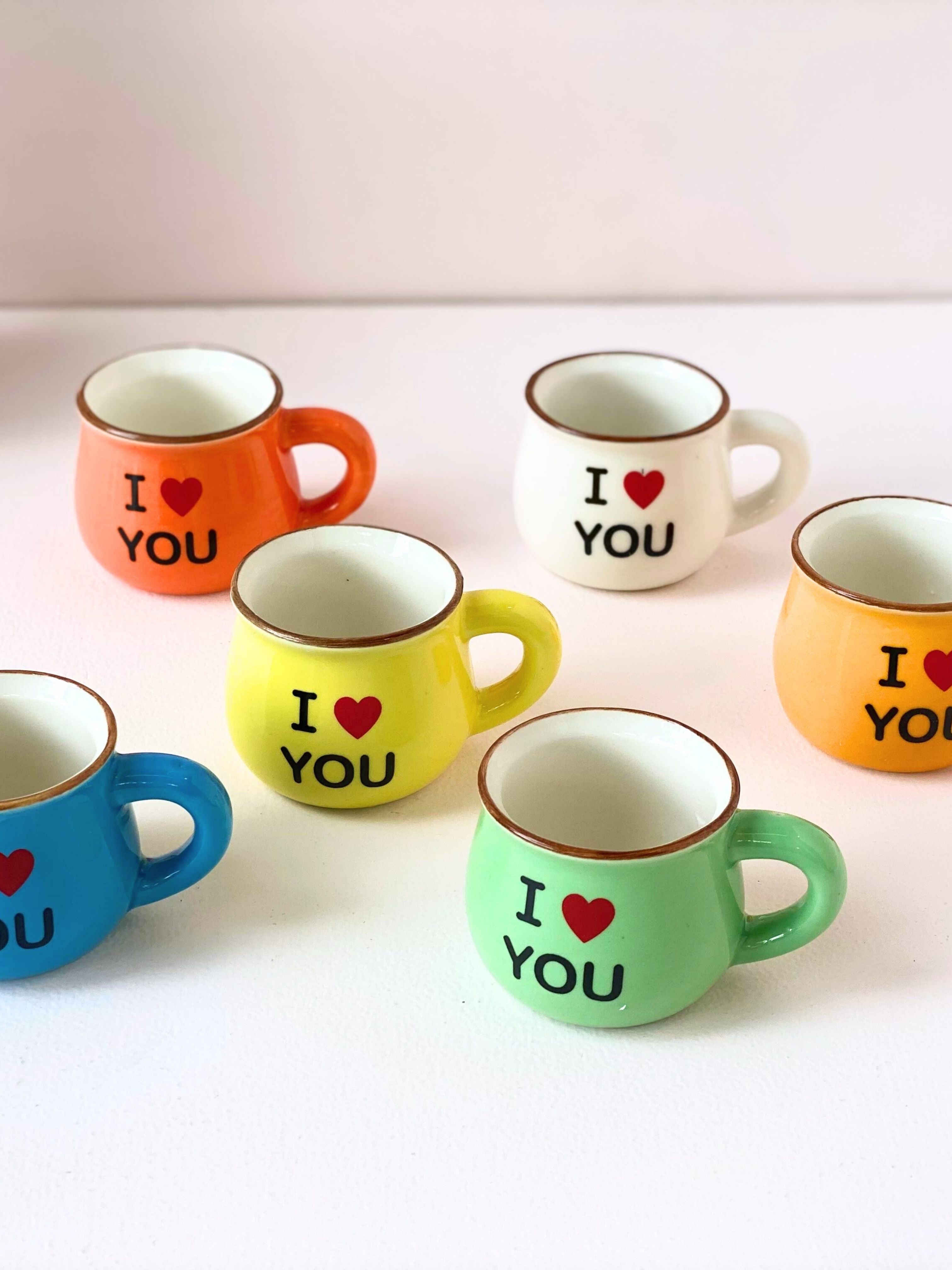 Mini "I ❤️ YOU" Ceramic Mugs – Cute Colorful Gifting Cups