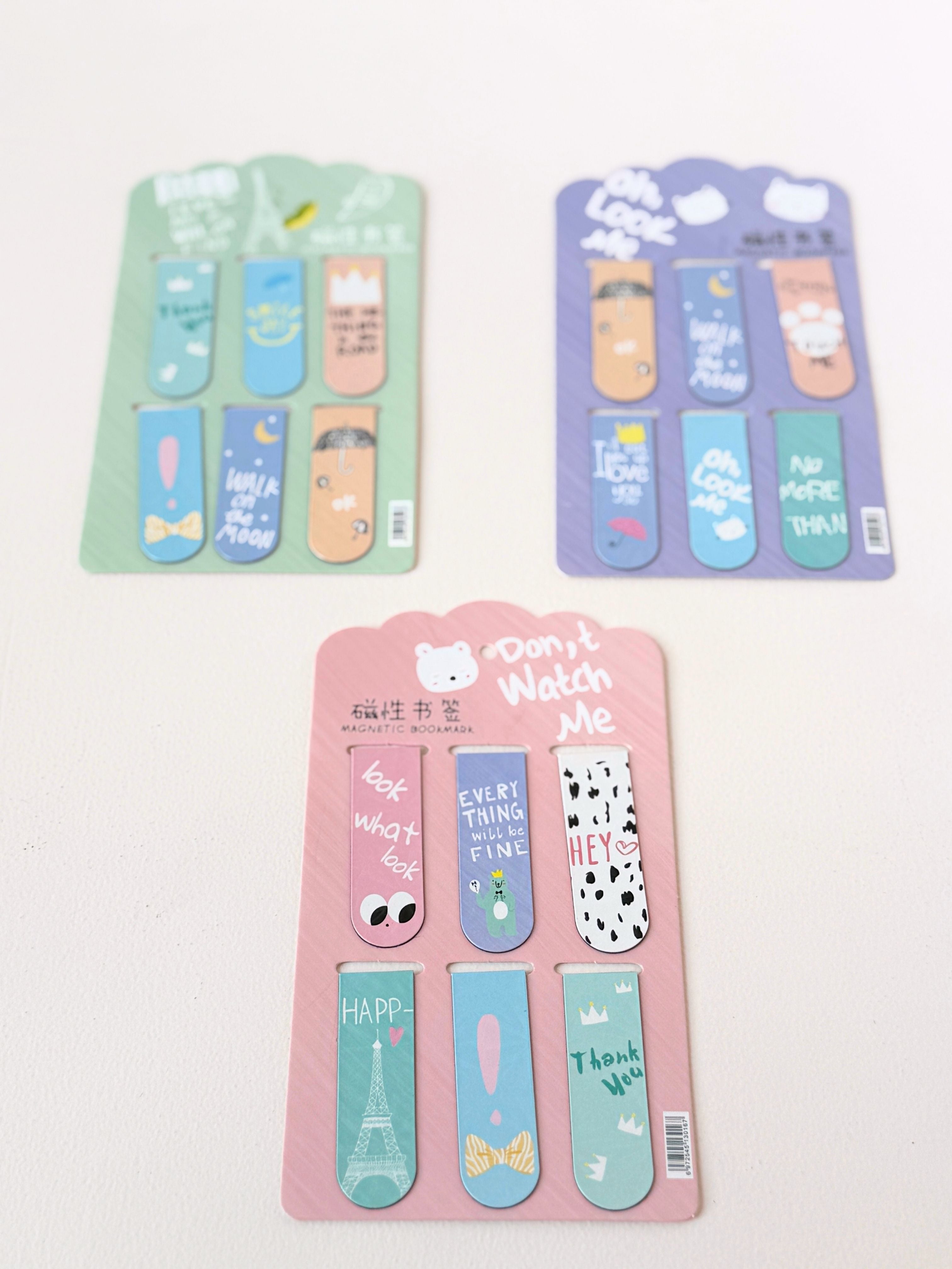 Cute Magnetic Bookmarks – Set of 6 | Page Clips for Books