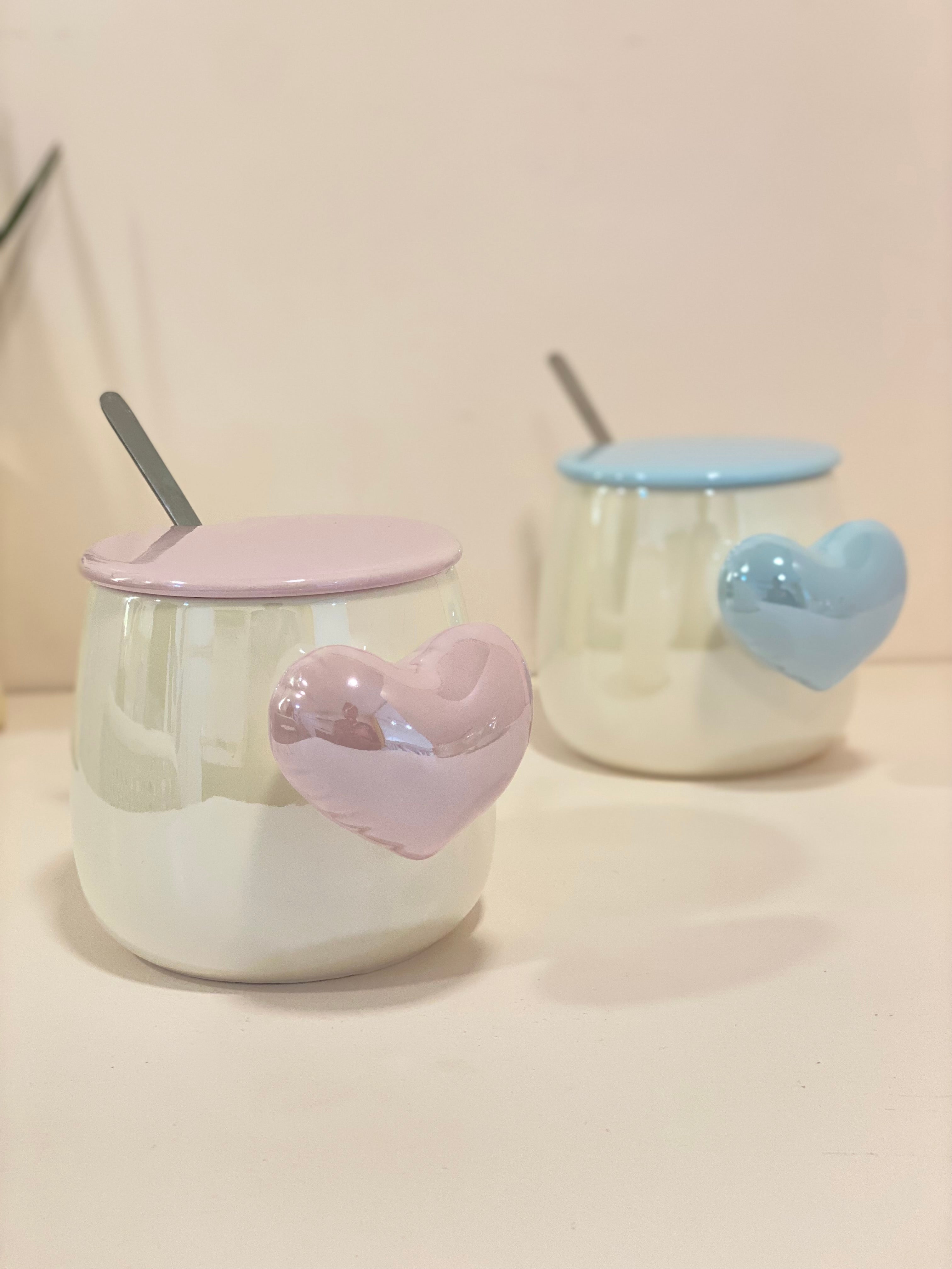 Pastel Ceramic Pouring Mug with heart & Glossy Handle | Aesthetic Milk Pitcher Coffee Mug | Cute Kitchen & Coffee Bar Mug