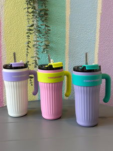 Vibrant Large Sipper Flask with Straw
