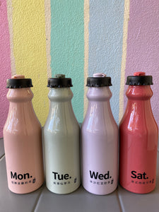 Days of the week bottle with straw