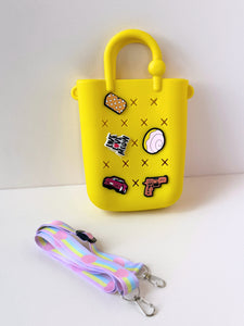 Fun & Vibrant Mini Silicone Handbag with Charms & Sling