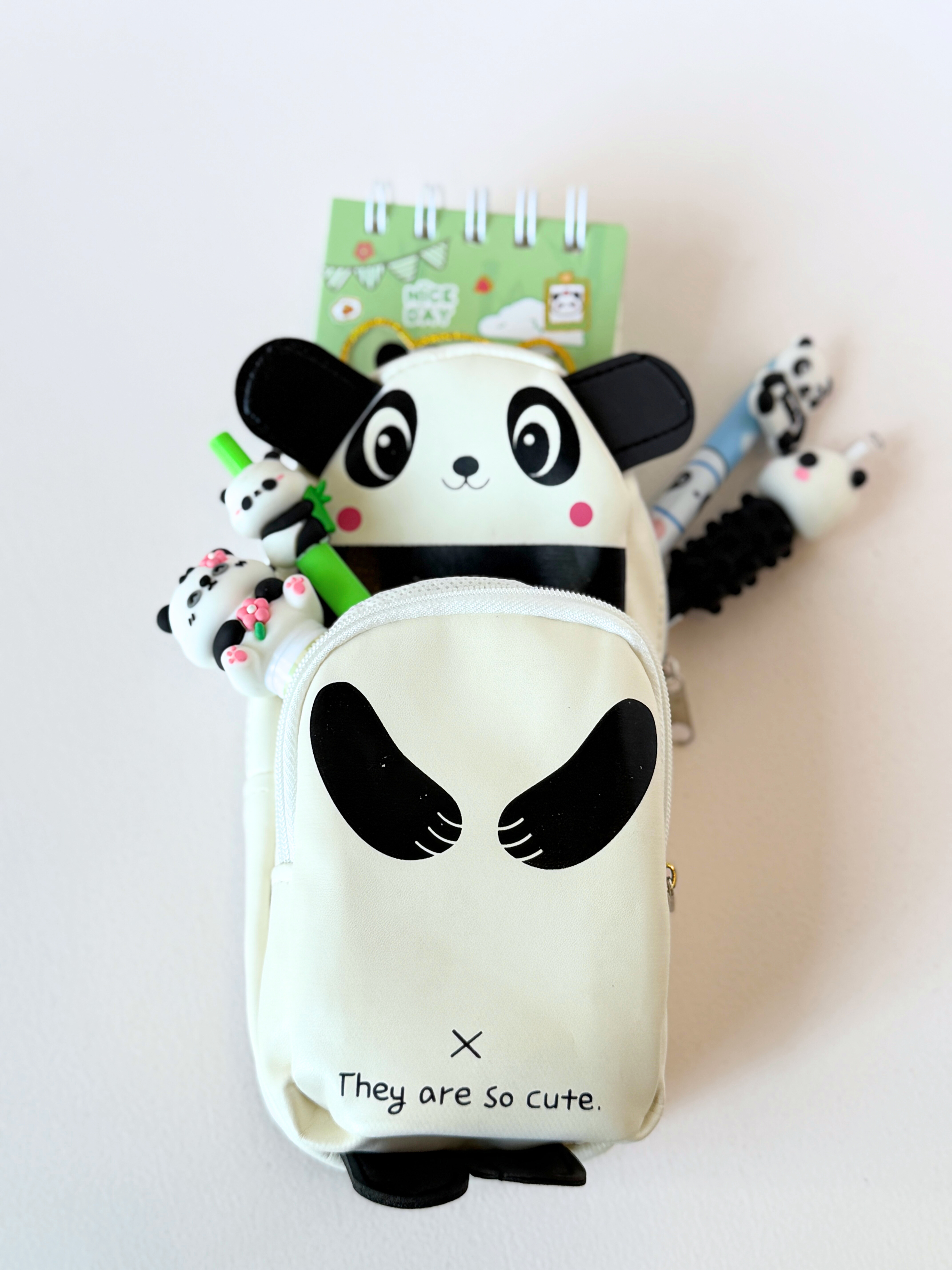 Cute Panda Pencil Pouch – Soft & Expandable Standing Pencil Case for Kids
