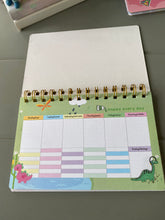 Load image into Gallery viewer, Dino &amp; Unicorn Spiral Diary Planner
