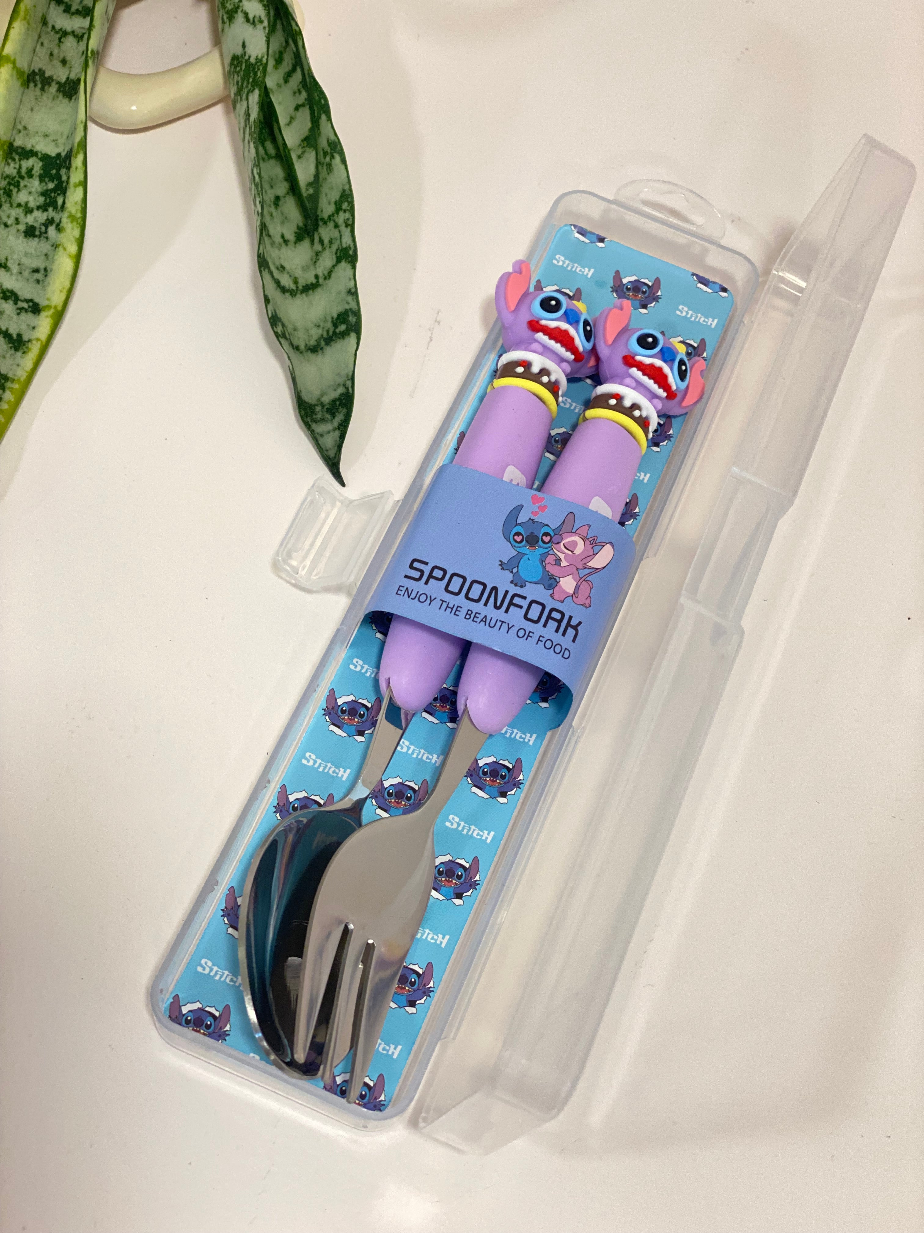 Kids Cartoon Fork & Spoon Set with Case – Stainless Steel Cutlery Set for Kids | Travel-Friendly Lunch Spoon & Fork