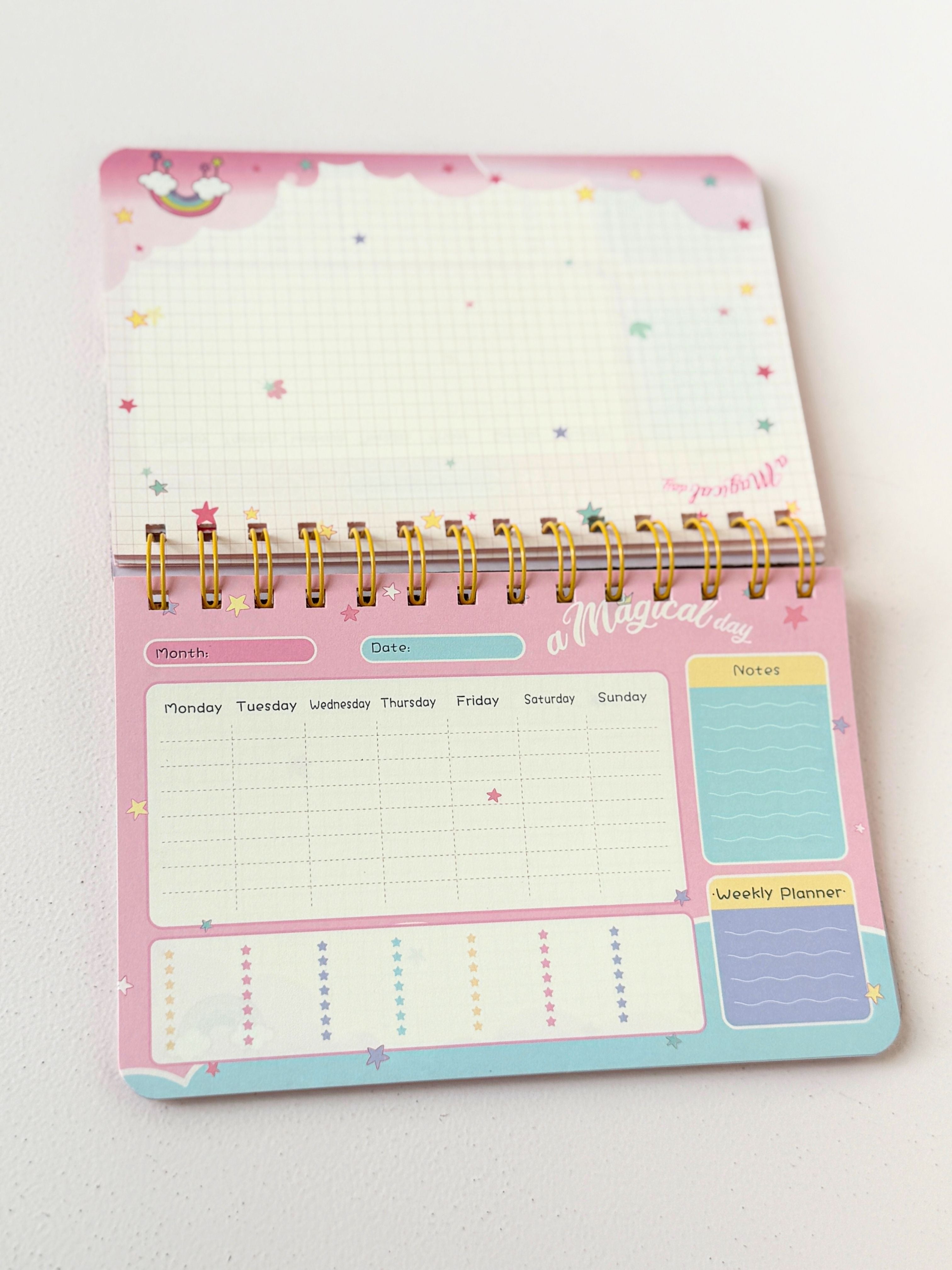 Magical Unicorn Weekly Planner – Spiral Bound Desk Organizer