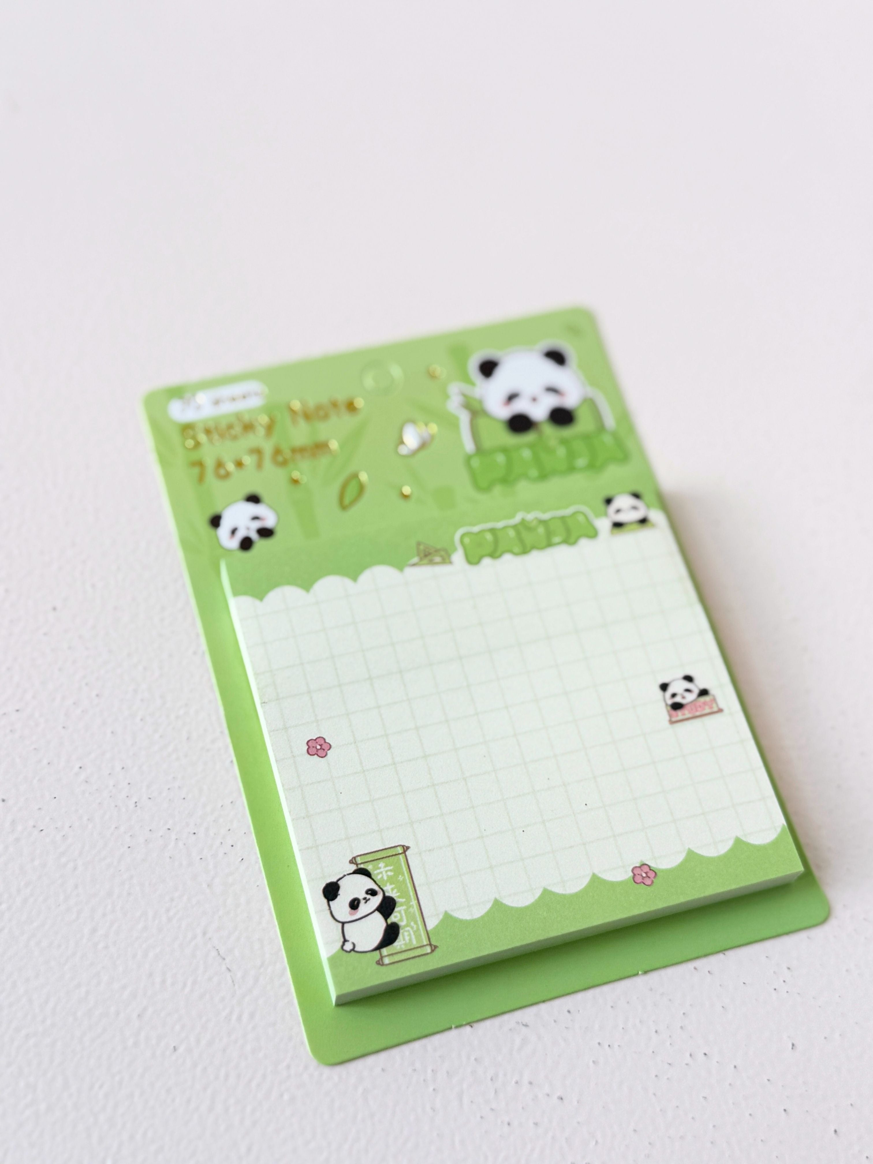 Cute Panda Sticky Note Pad with Pen – 76x76mm | Fun Animal Memo Notes for School, Office & Gifting