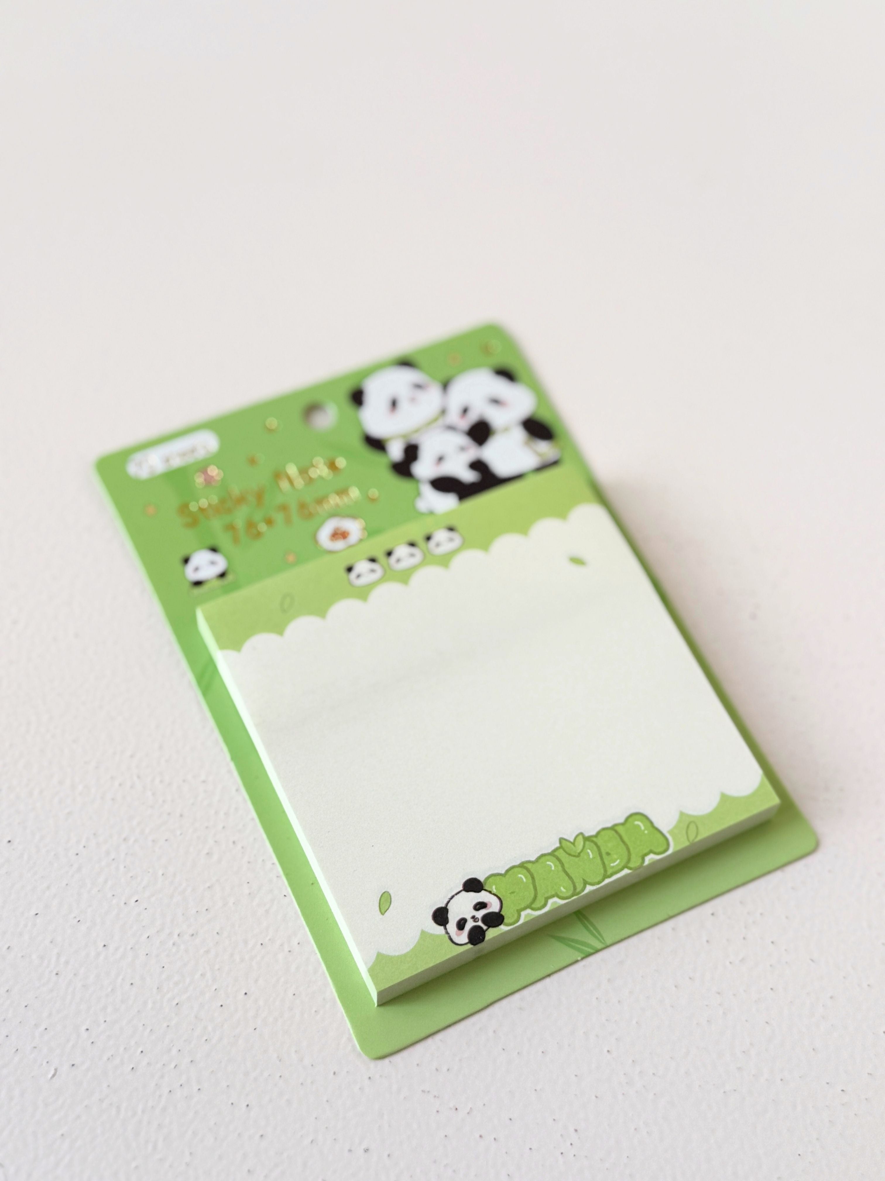 Cute Panda Sticky Note Pad with Pen – 76x76mm | Fun Animal Memo Notes for School, Office & Gifting
