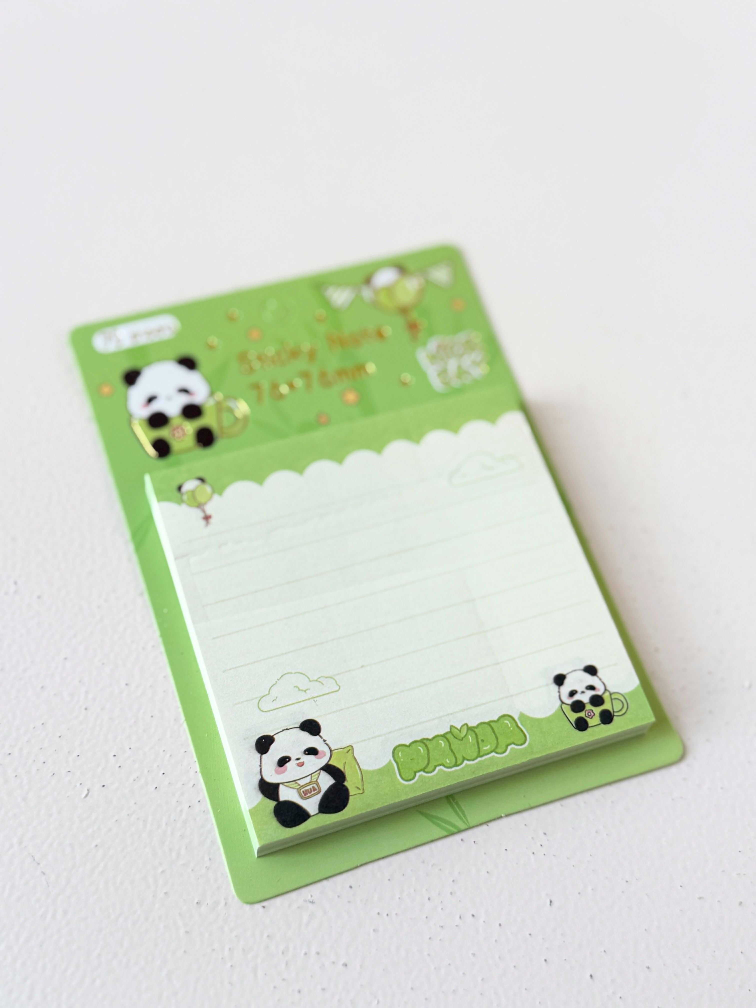 Cute Panda Sticky Note Pad with Pen – 76x76mm | Fun Animal Memo Notes for School, Office & Gifting