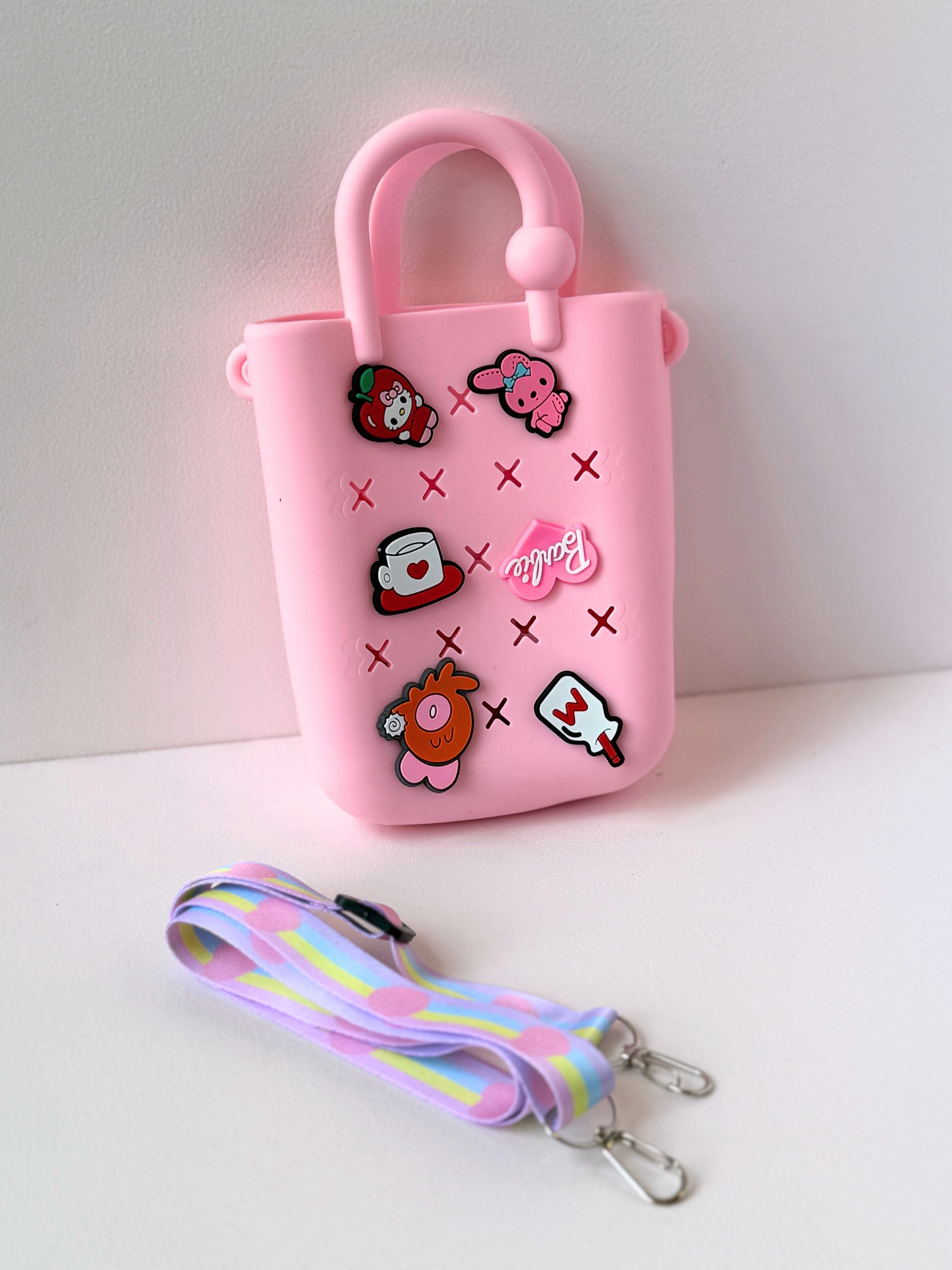 Fun & Vibrant Mini Silicone Handbag with Charms & Sling