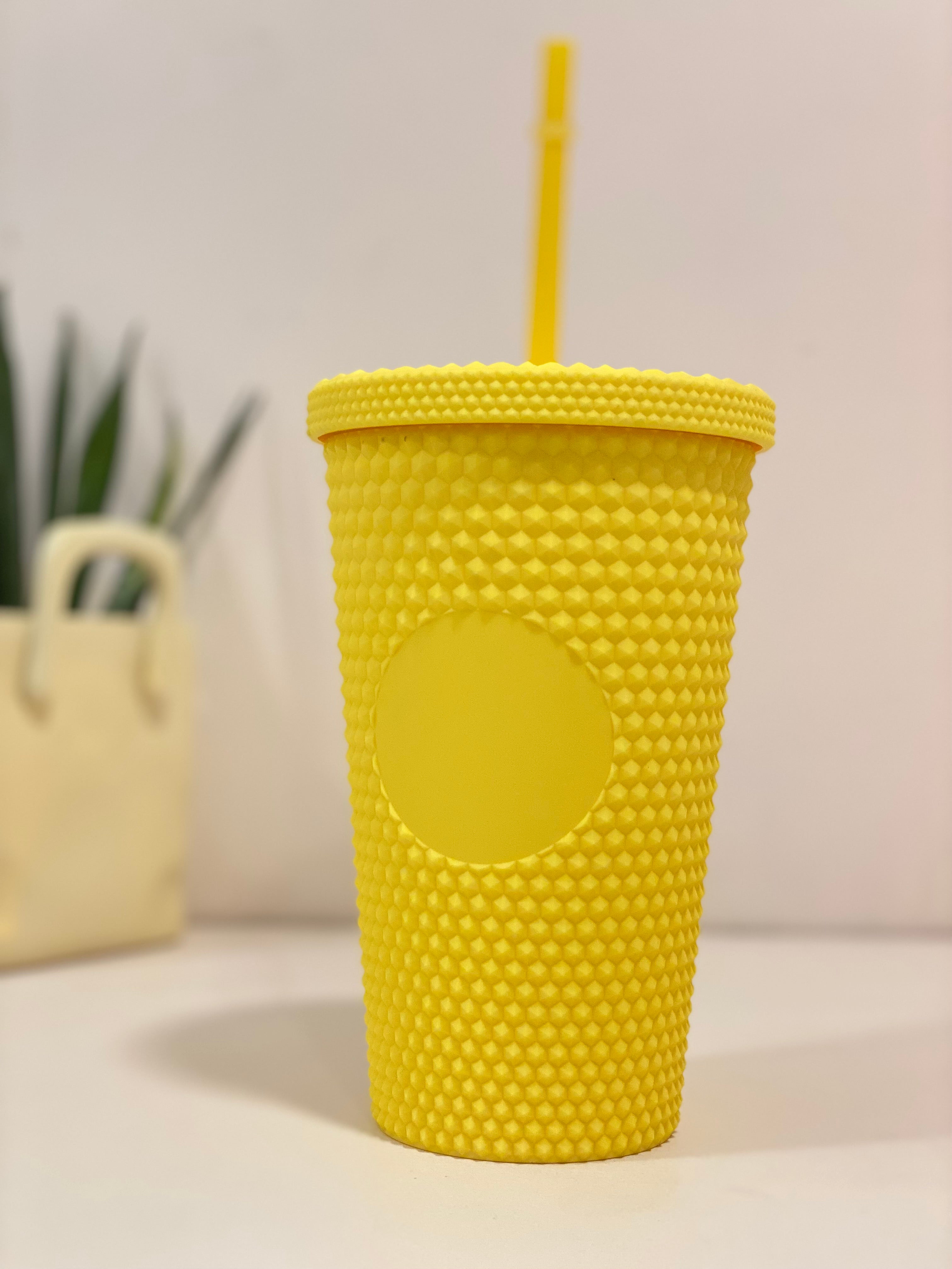 Textured Reusable Tumbler with Straw – Pastel Insulated Drink Cup