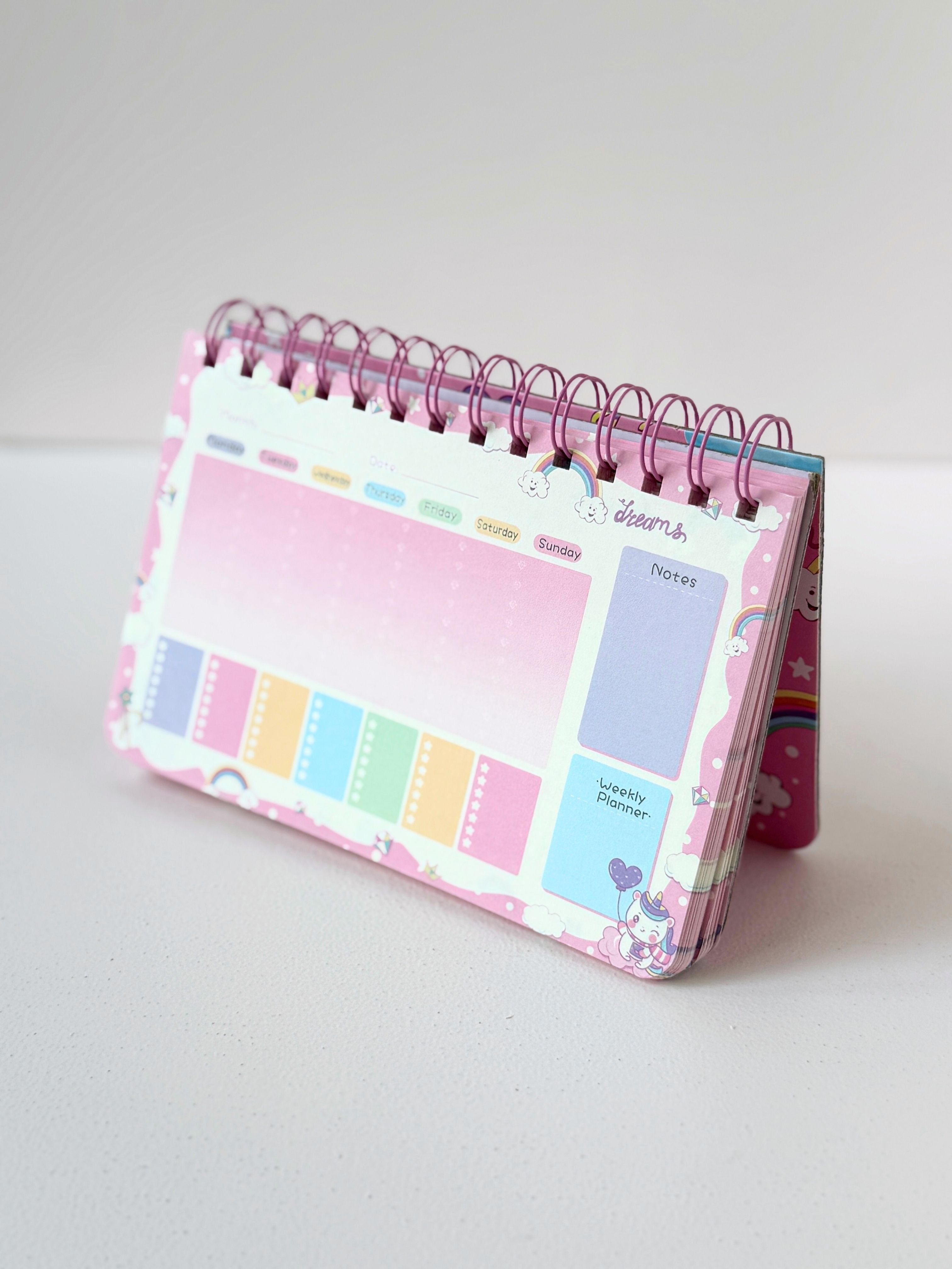 Magical Unicorn Weekly Planner – Spiral Bound Desk Organizer