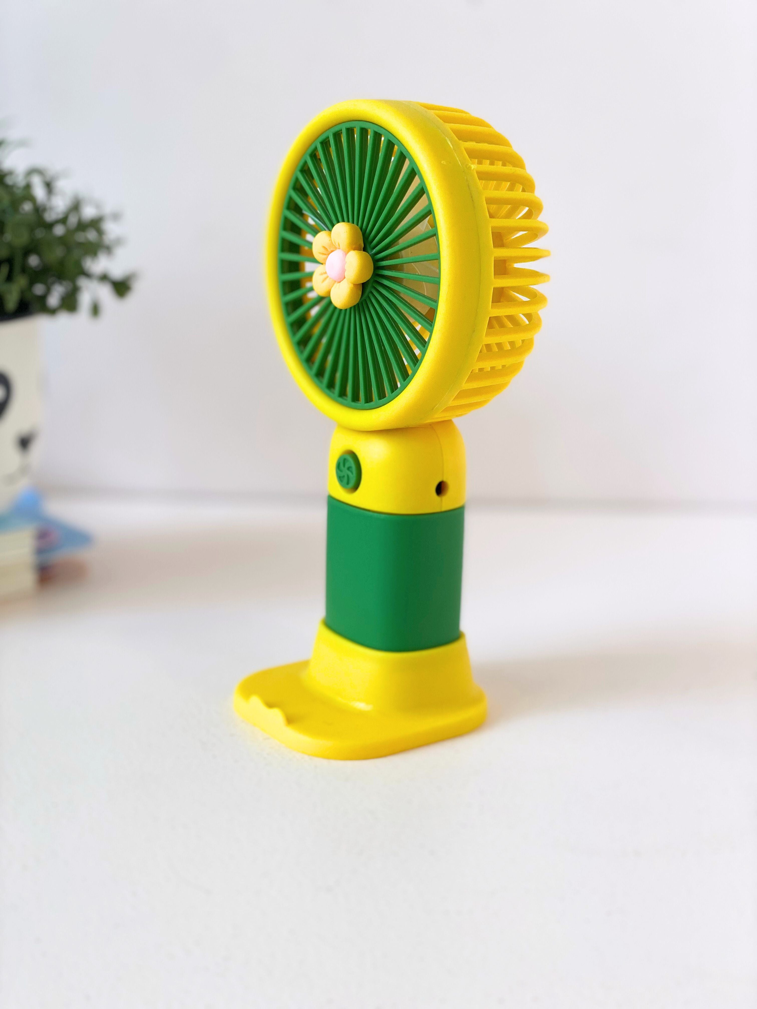 Cute Flower Blade Mini Table Fan for Kids | Portable Handheld Fan with Soft Blades | Summer Essential