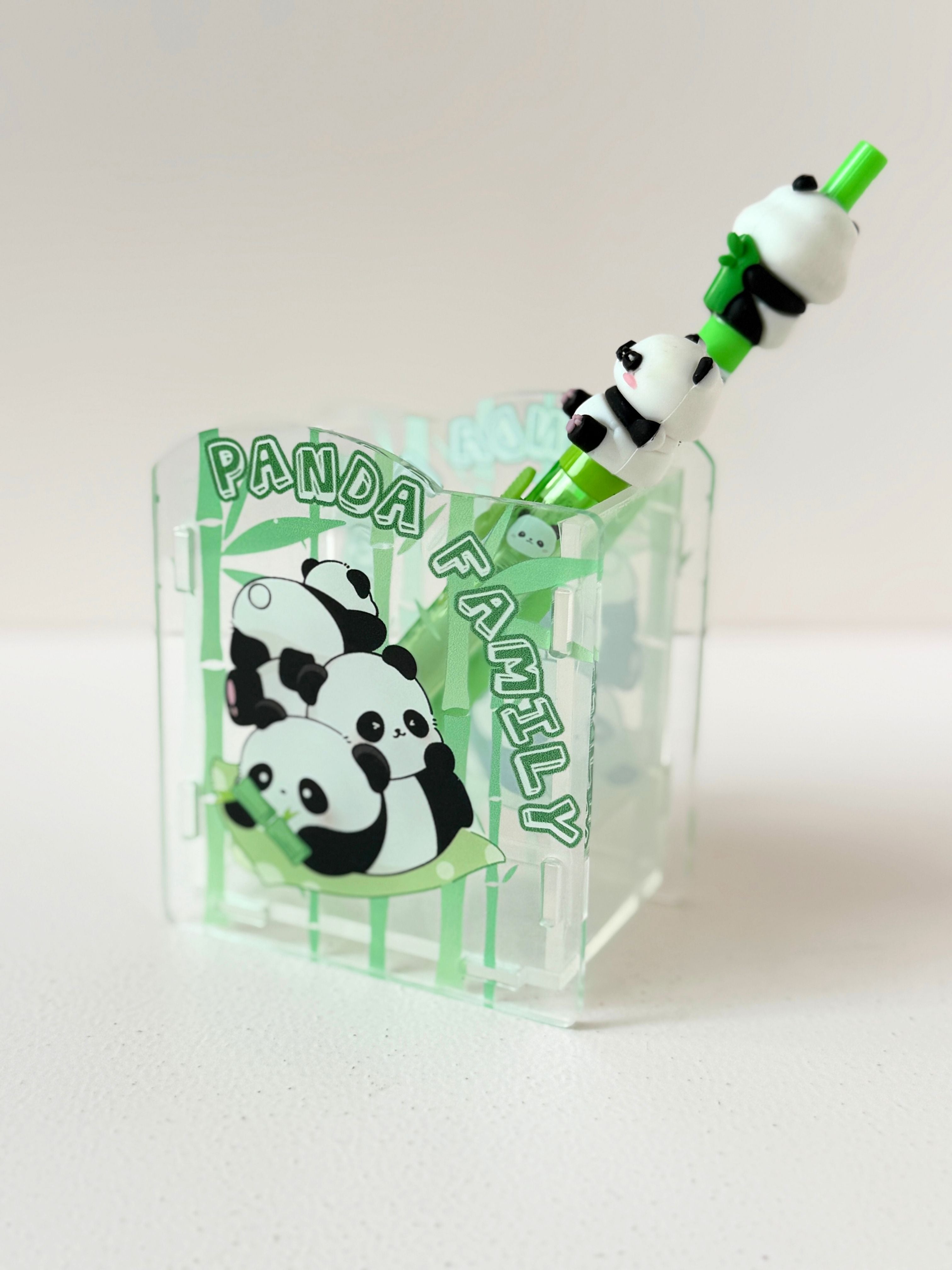 "Cute Panda Acrylic Pen Holder Set – Panda Desk Organiser