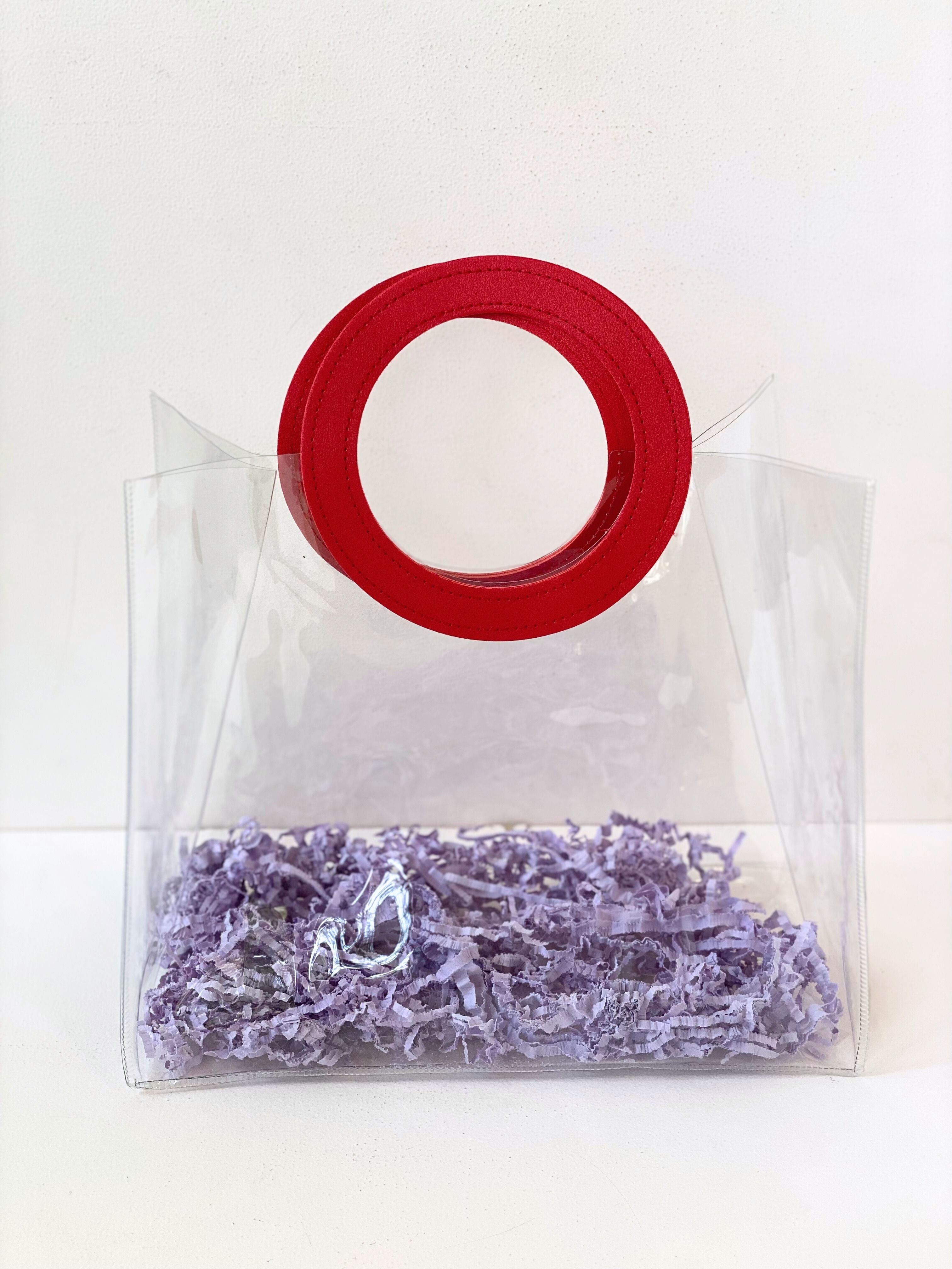 Transparent Gift Bag with Colorful Handles - Modern & Chic