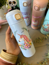 Load image into Gallery viewer, Pastel Sipper Unicorn Print Metallic Bottle

