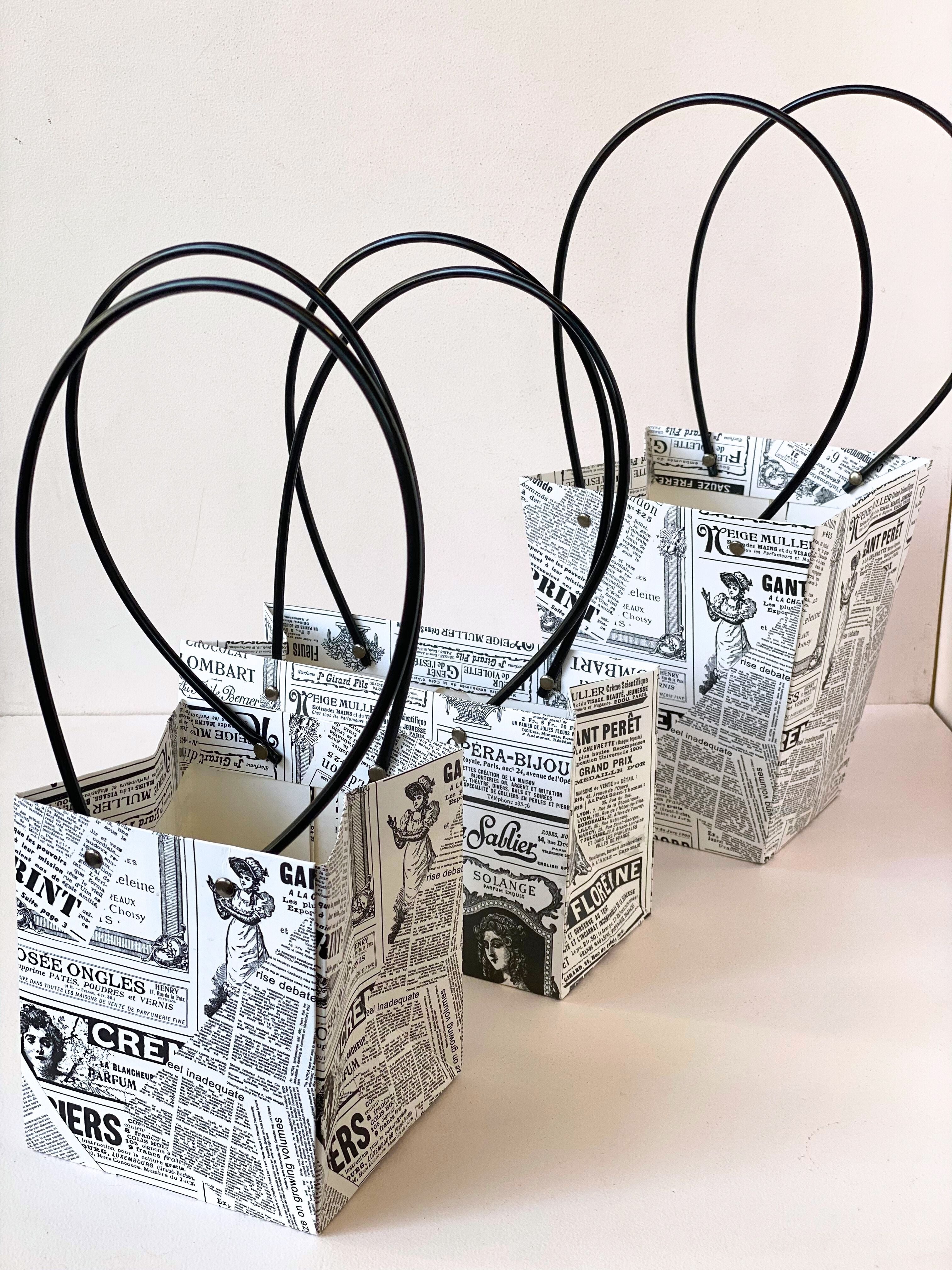 Vintage Newspaper Print Gift Bags with Handles - Unique Design