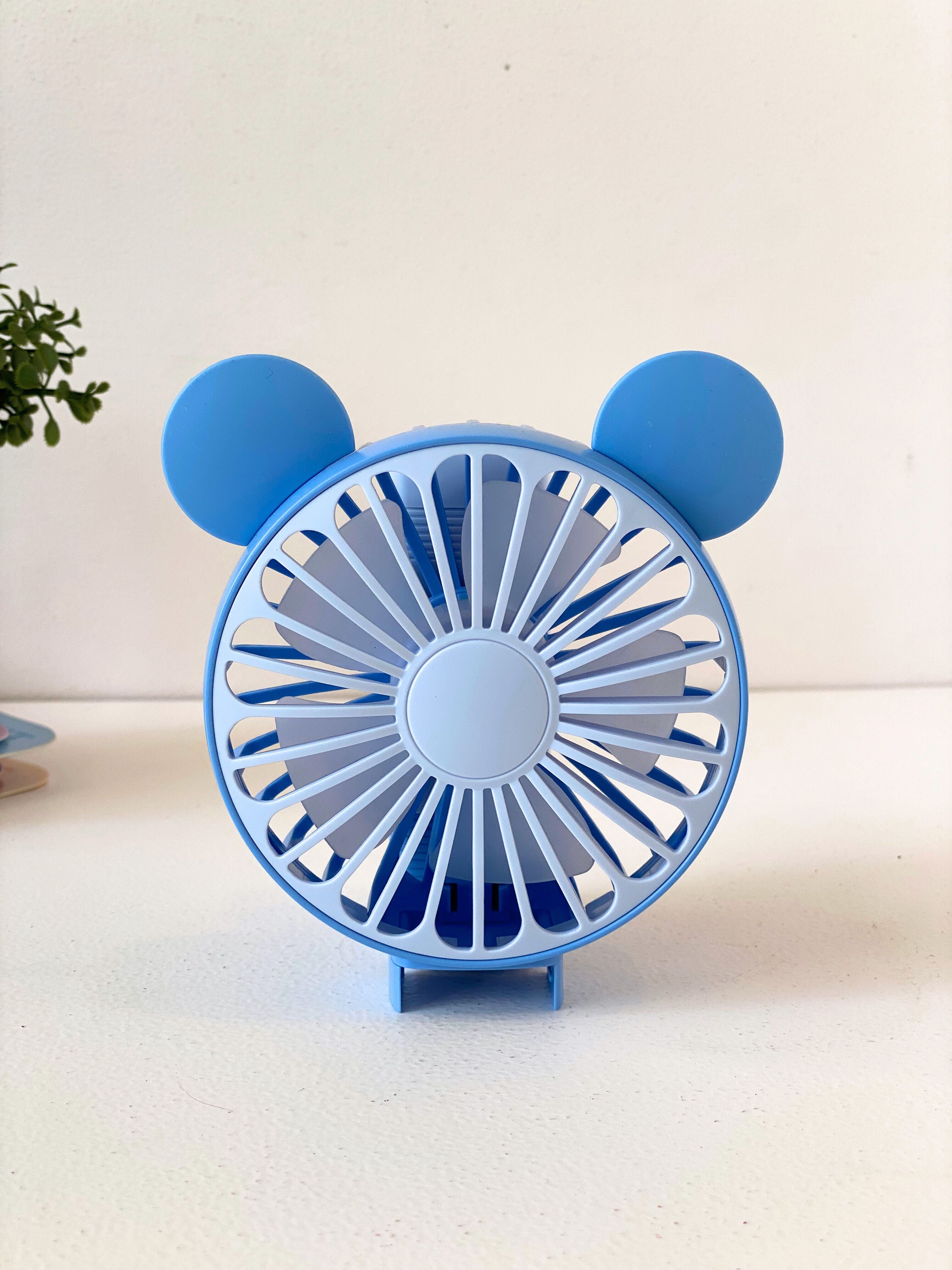Blue Bear Ears Foldable Portable Fan – Rechargeable Mini Desk & Handheld Fan