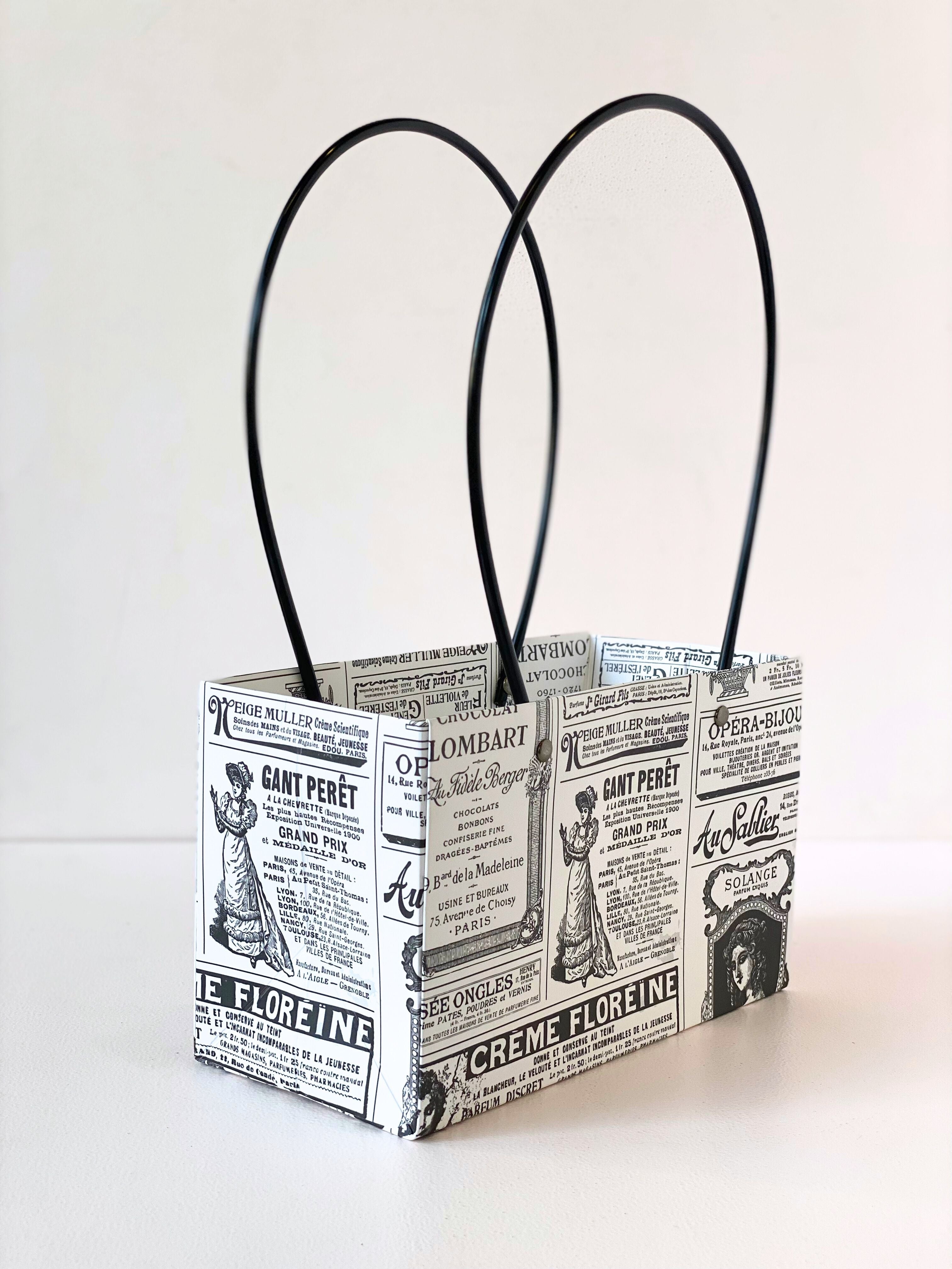 Vintage Newspaper Print Gift Bags with Handles - Unique Design