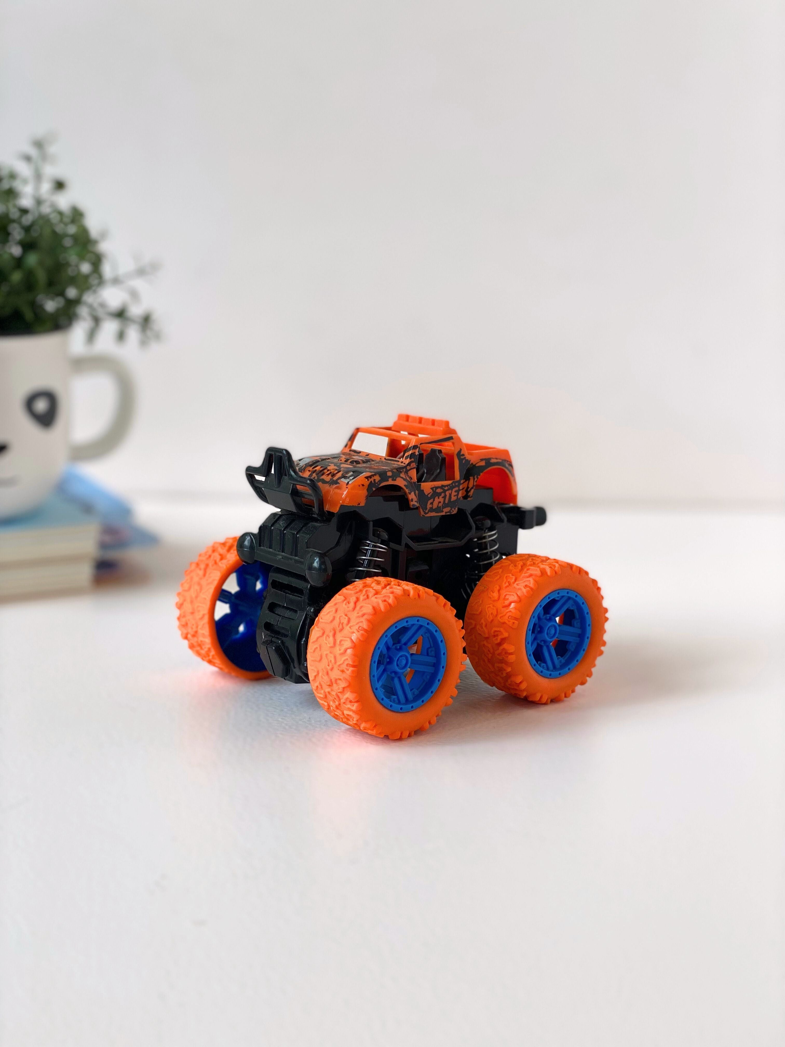 Friction Powered Monster Truck Toy for Kids | All-Terrain Stunt Car with Oversized Wheels