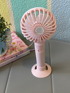 Floral Hand Fan with Stand