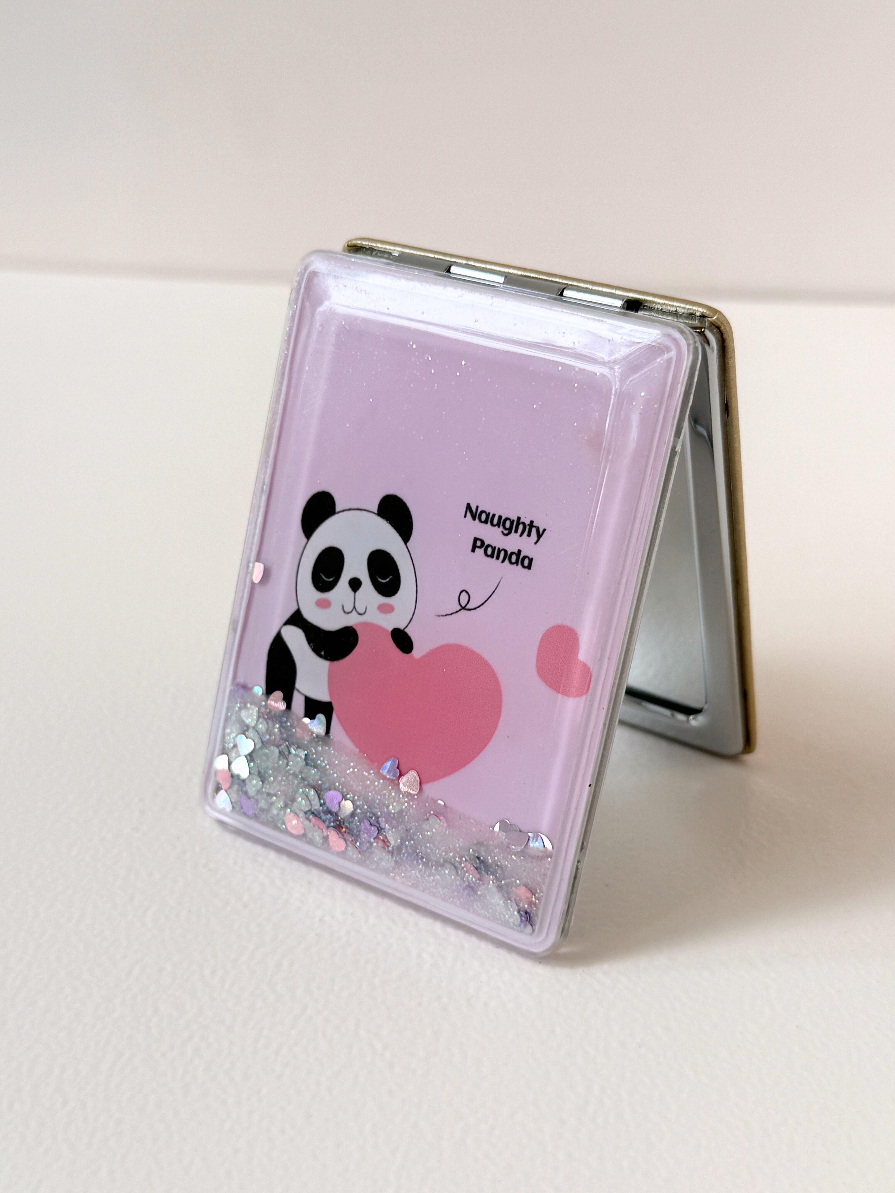 Naughty Panda Glitter Compact Mirror – Cute Pocket-Size Accessory
