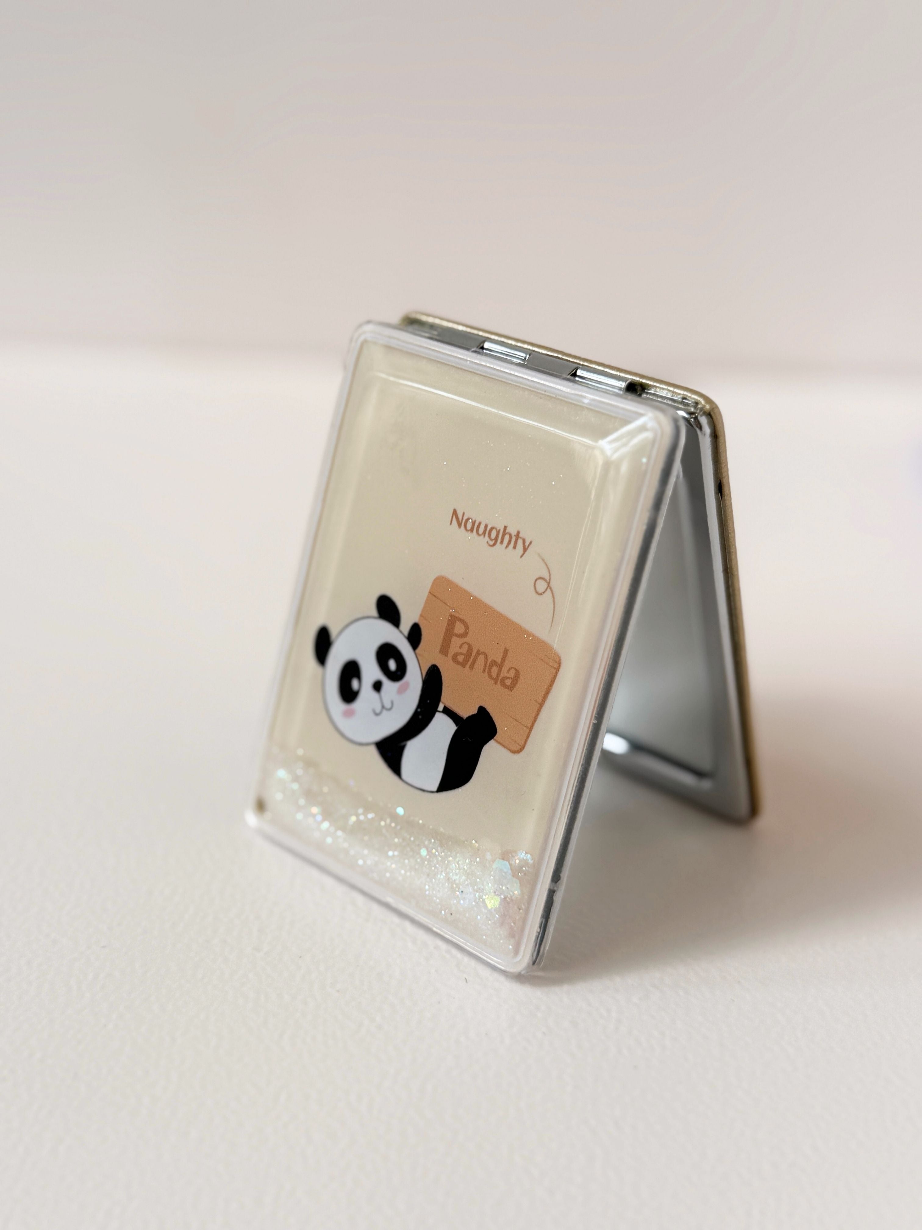 Naughty Panda Glitter Compact Mirror – Cute Pocket-Size Accessory
