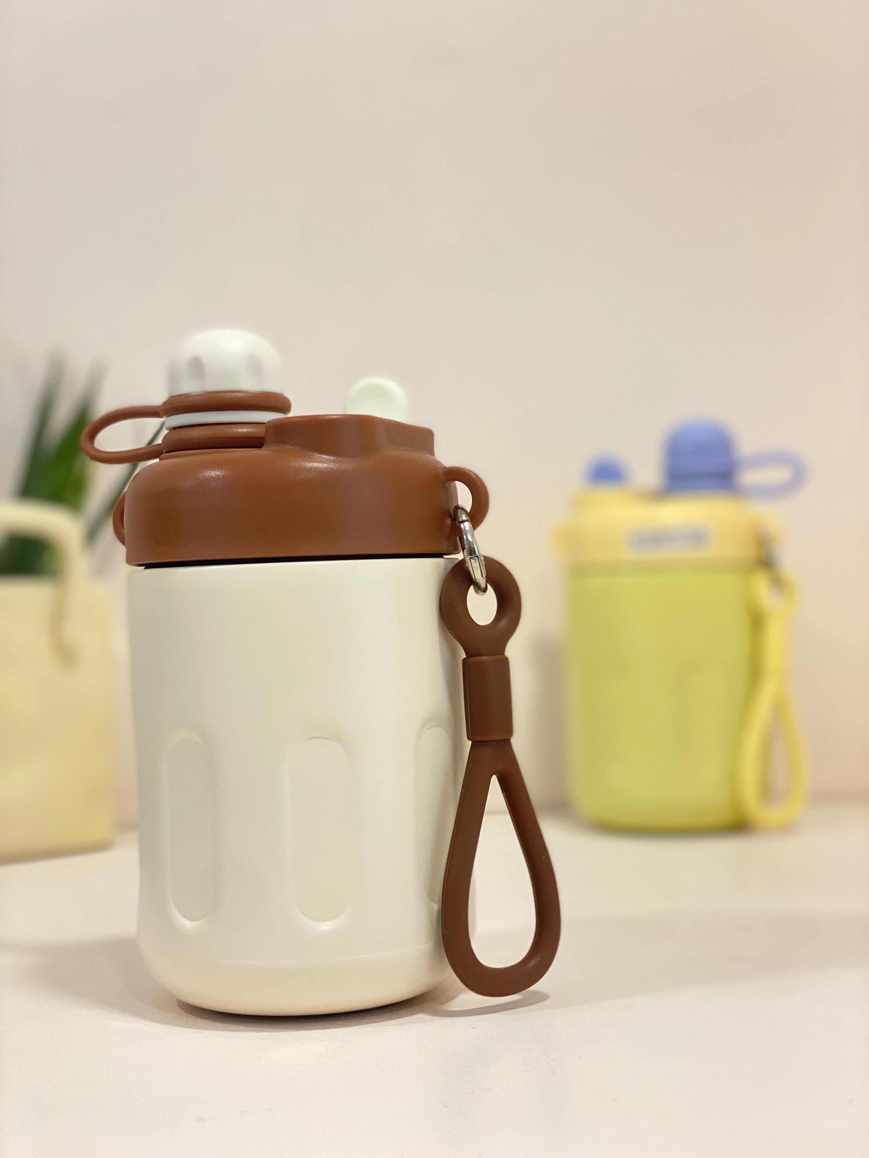 Vibrant "Coffee Stainless Steel Tumbler with straw – 400ml Insulated Travel Mug with Handle Loop