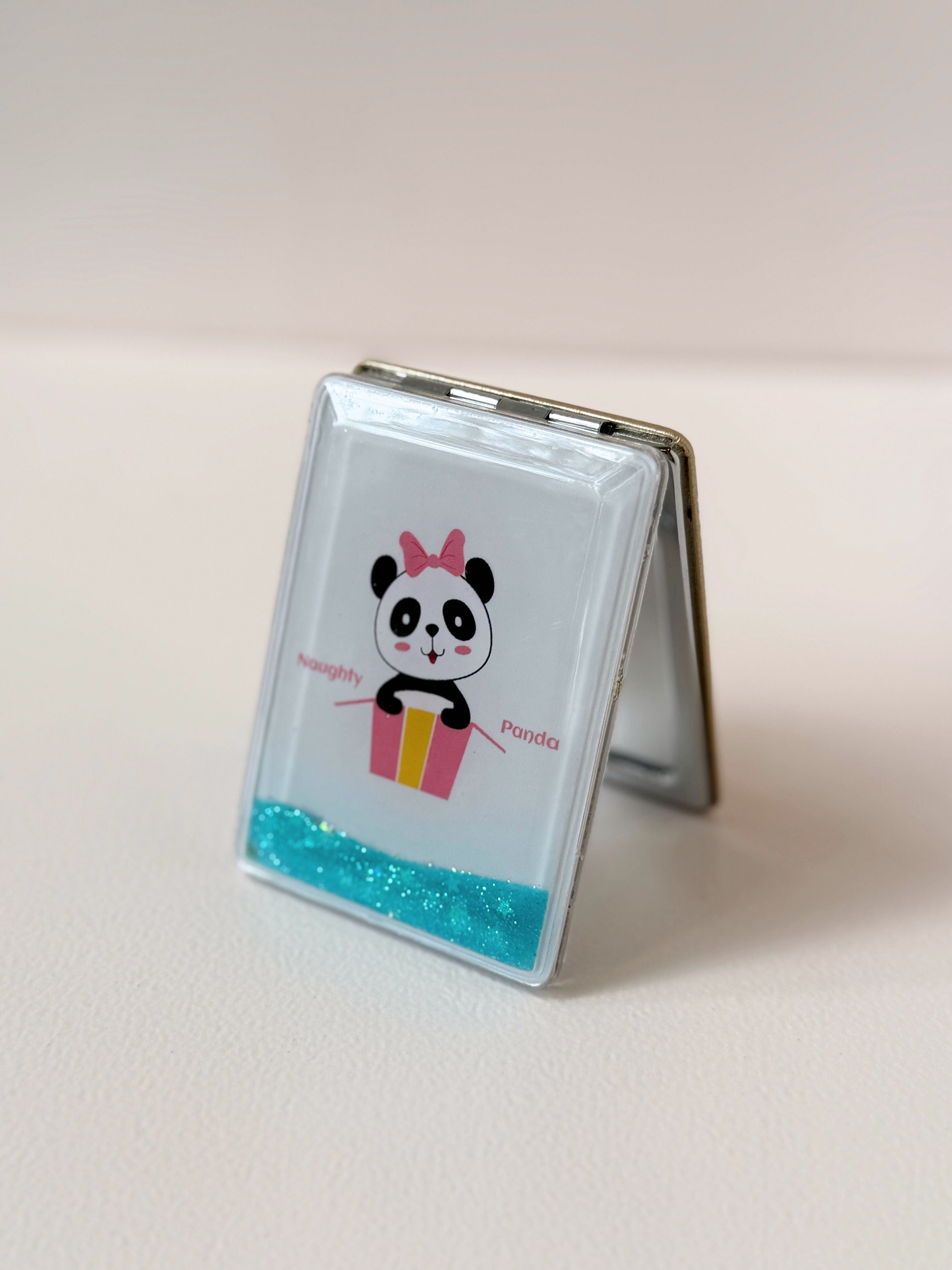 Naughty Panda Glitter Compact Mirror – Cute Pocket-Size Accessory