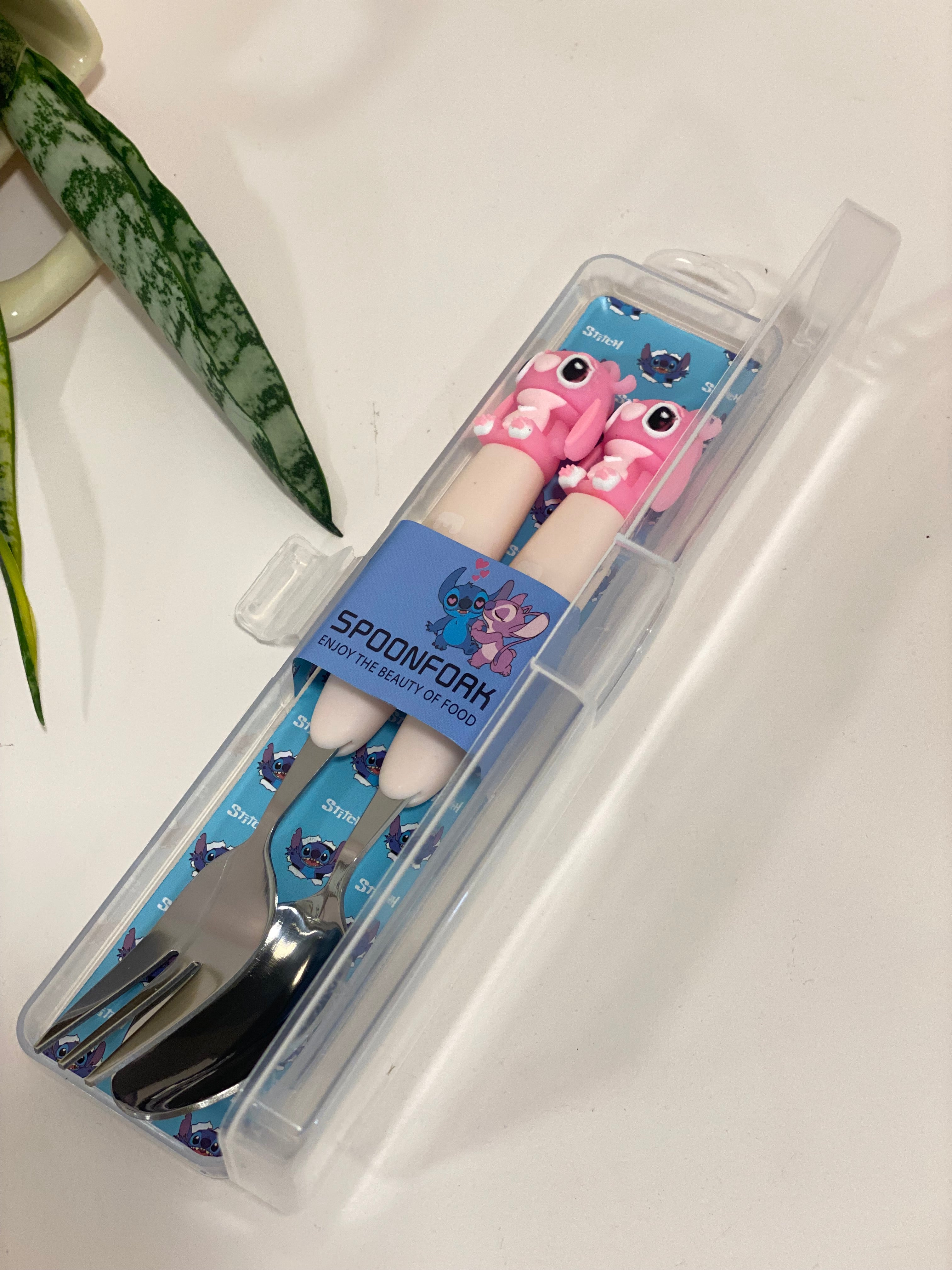 Kids Cartoon Fork & Spoon Set with Case – Stainless Steel Cutlery Set for Kids | Travel-Friendly Lunch Spoon & Fork