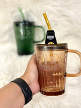 Load image into Gallery viewer, Retro Glass Tumbler With Straw
