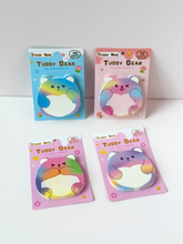 Load image into Gallery viewer, Tubby Bear Rainbow Sticky Notes – 70 Sheets Kawaii Animal Memo Pad
